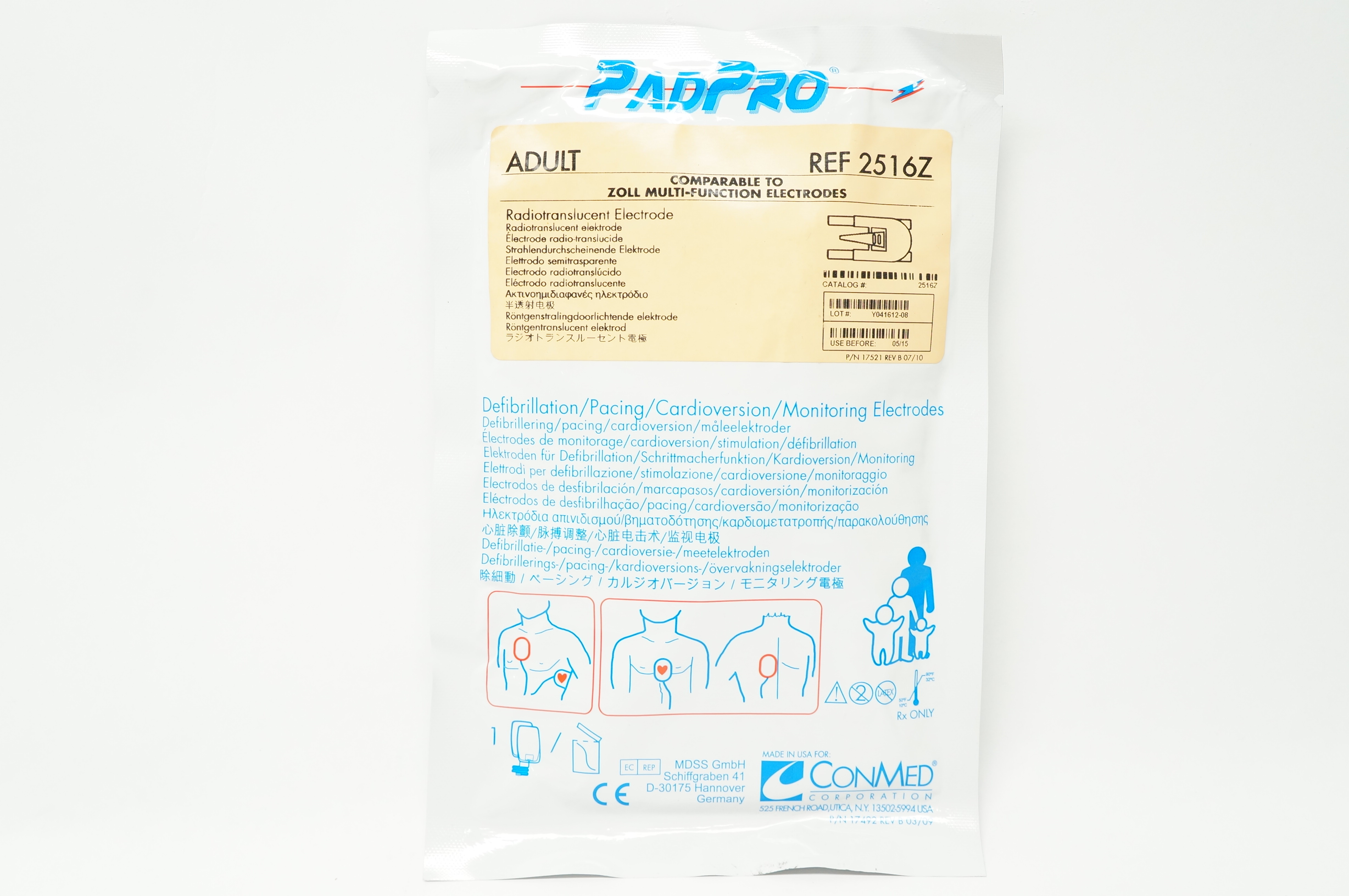 ConMed 2516Z PadPro Radiotranslucent Electrode, Adult (x)
