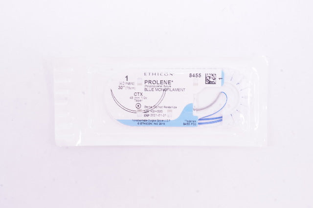 Ethicon 8455 1 Prolene Polypropylene Stre CTX 48 mm 1/2c Taper, 30 inch (x)