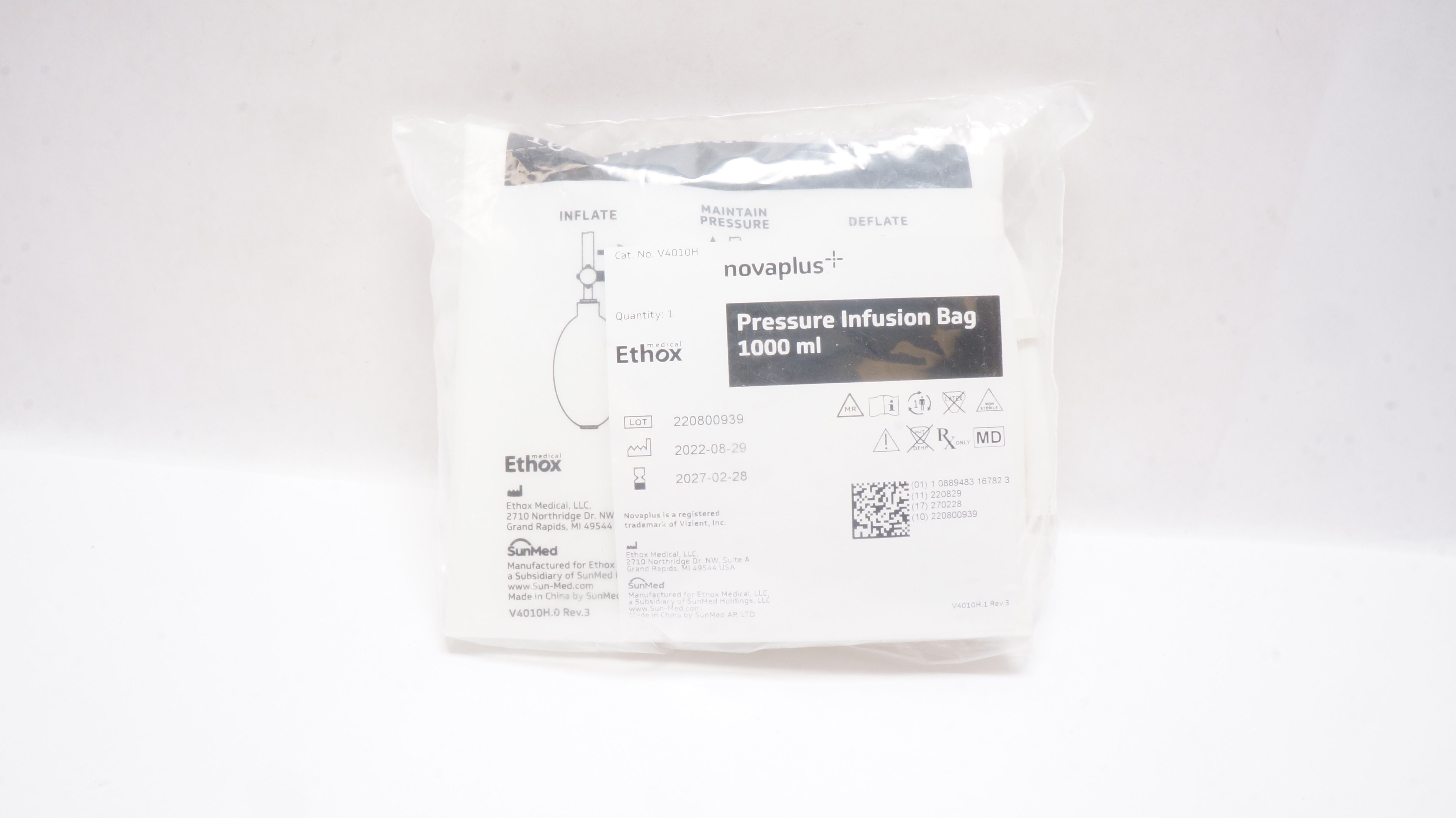 Ethox V4010H Novaplus Pressure Infusion Bag 1000mL