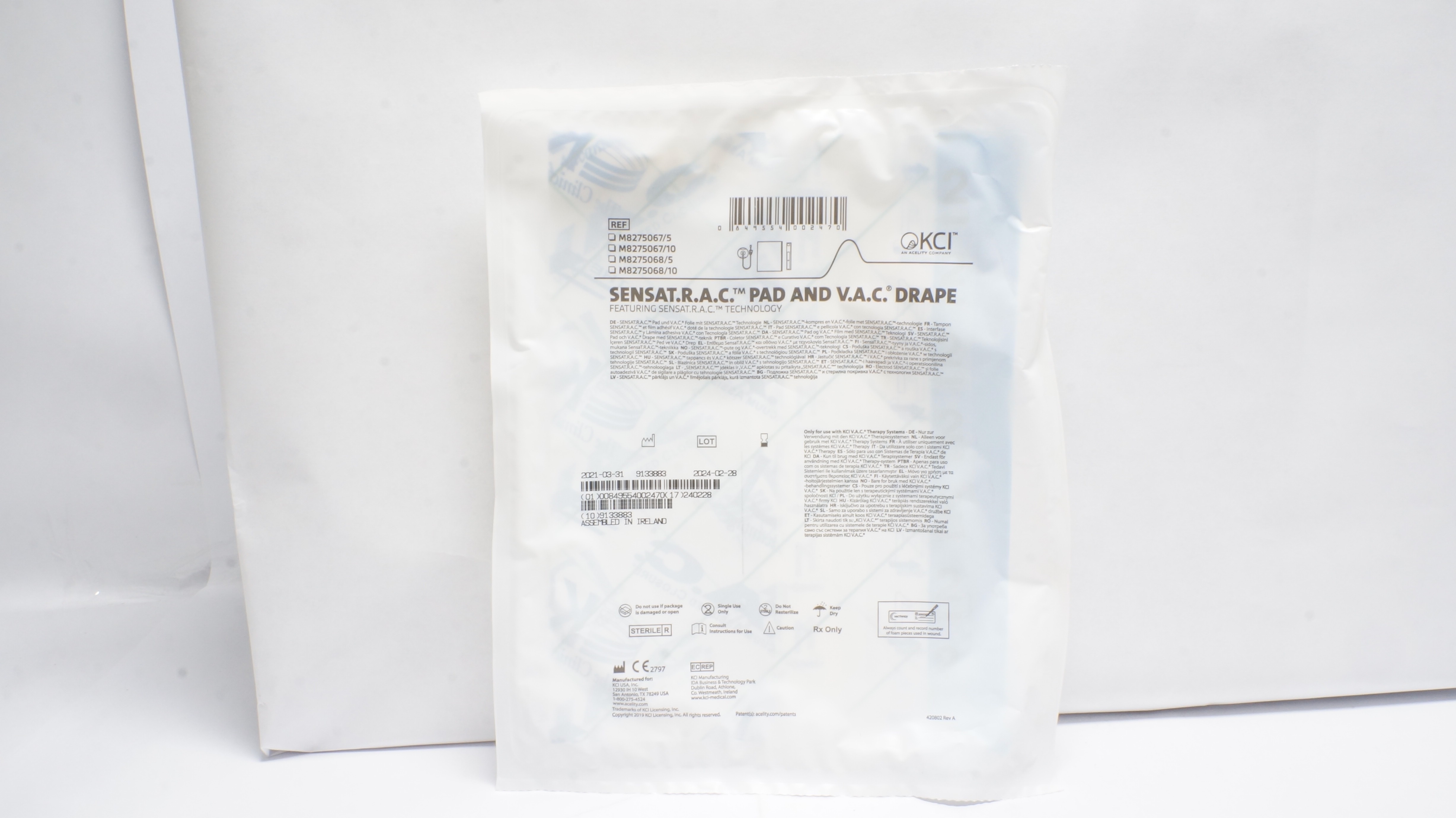 KCI M8275067/5 M8275068/5 SensaT.R.A.C. Pad and V.A.C. Drape (x)