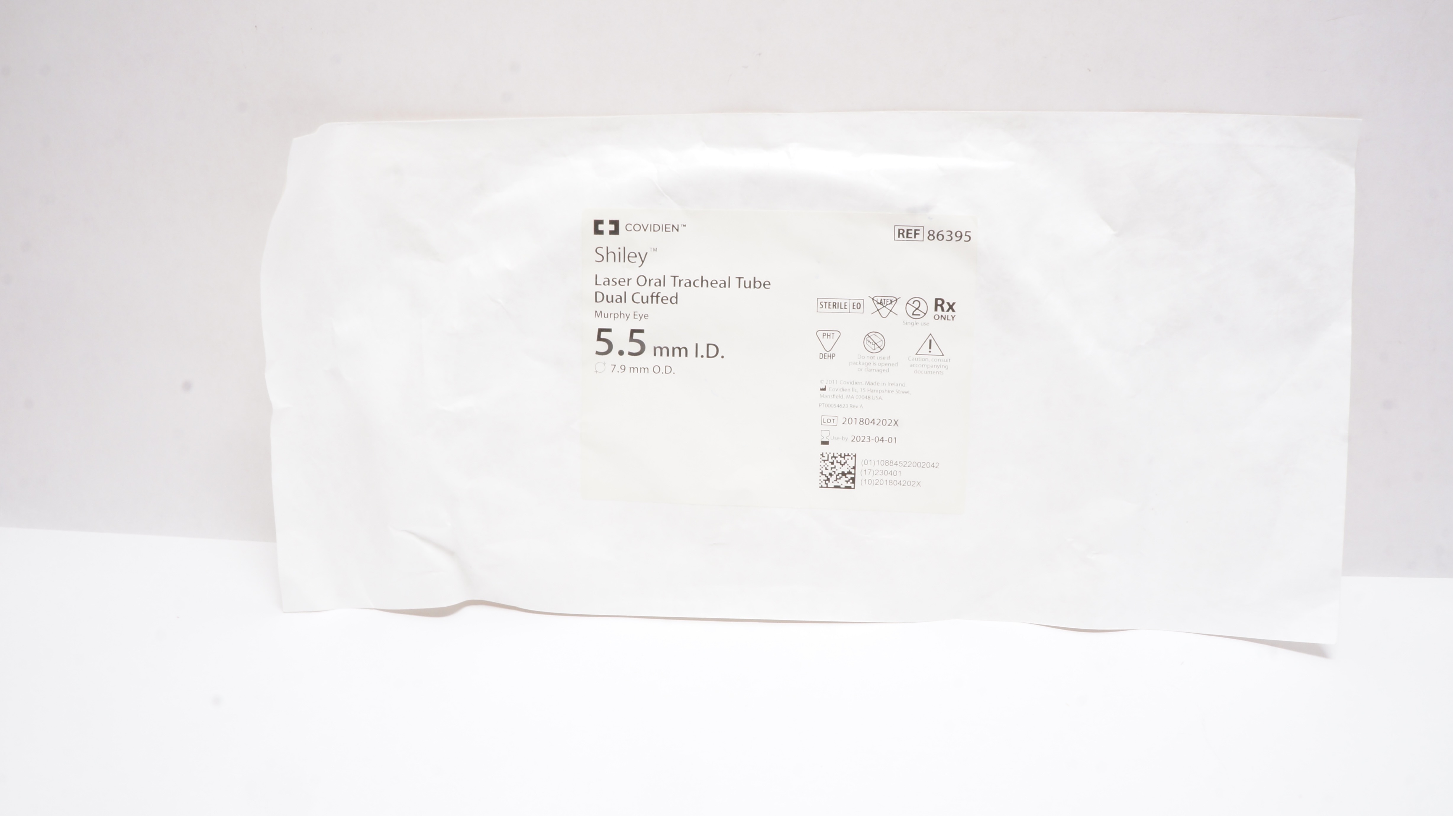 Covidien 86395 Shiley Laser Oral Tracheal Tube Dual Cuffed 5.5mm ID 7.9mm OD (x)