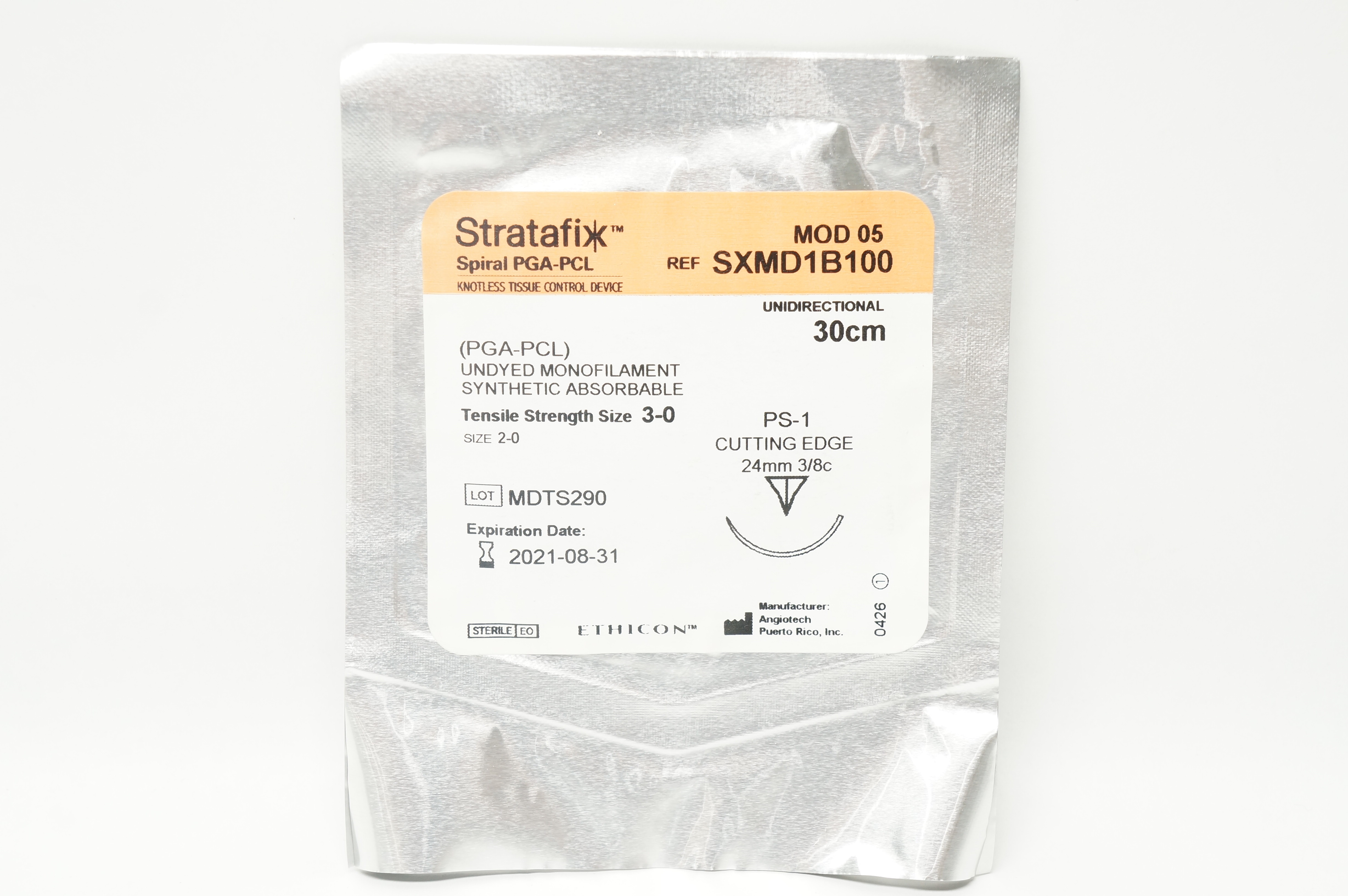 Ethicon SXMD1B100 Stratafix 3-0 Spiral PS-1 Cutting Edge 24mm 3/8c 30cm (x)