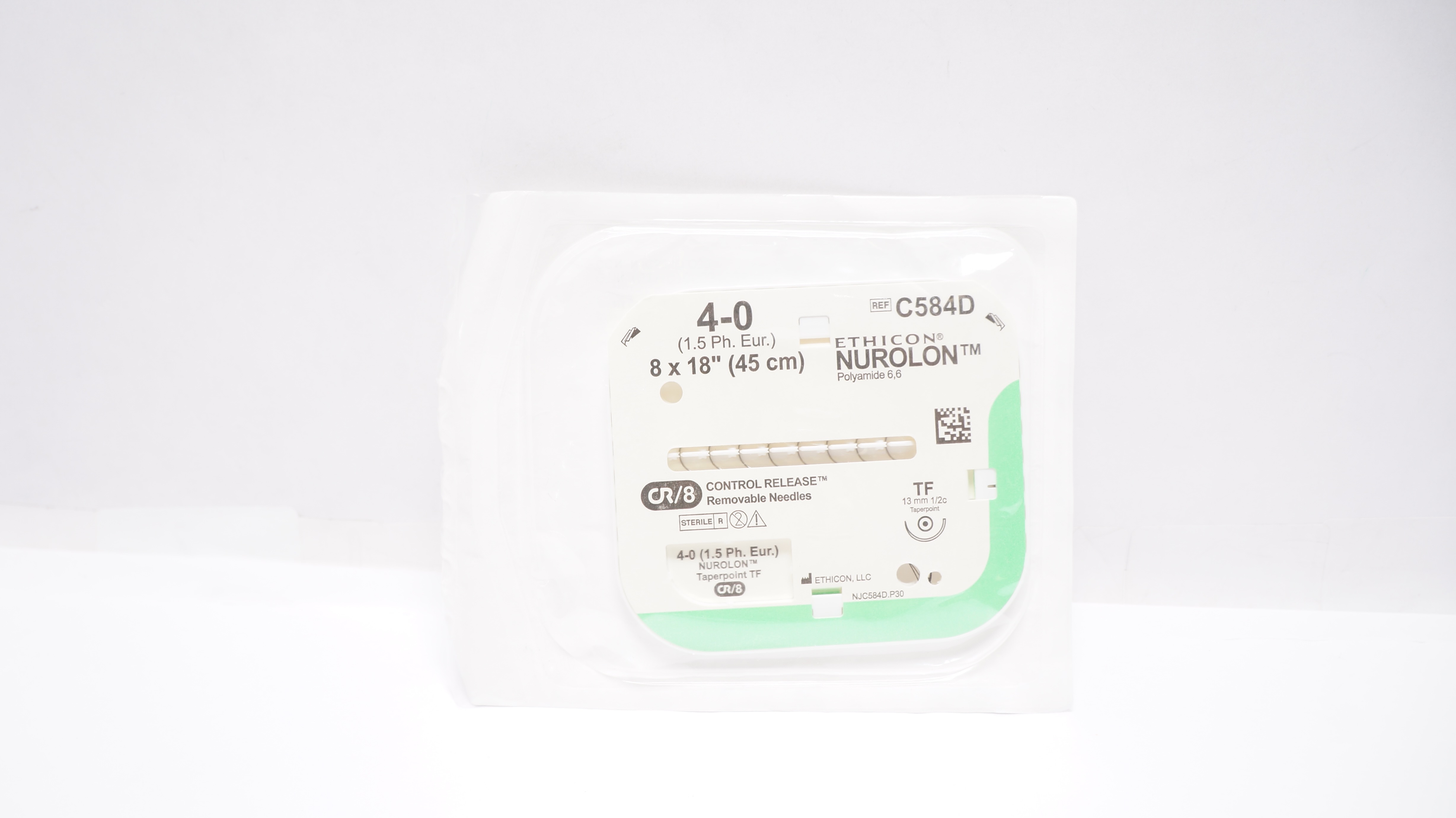 Ethicon C584D 4-0 NUROLON Braided Stre TF 13mm 1/2c Taperpoint 8 x 18inch