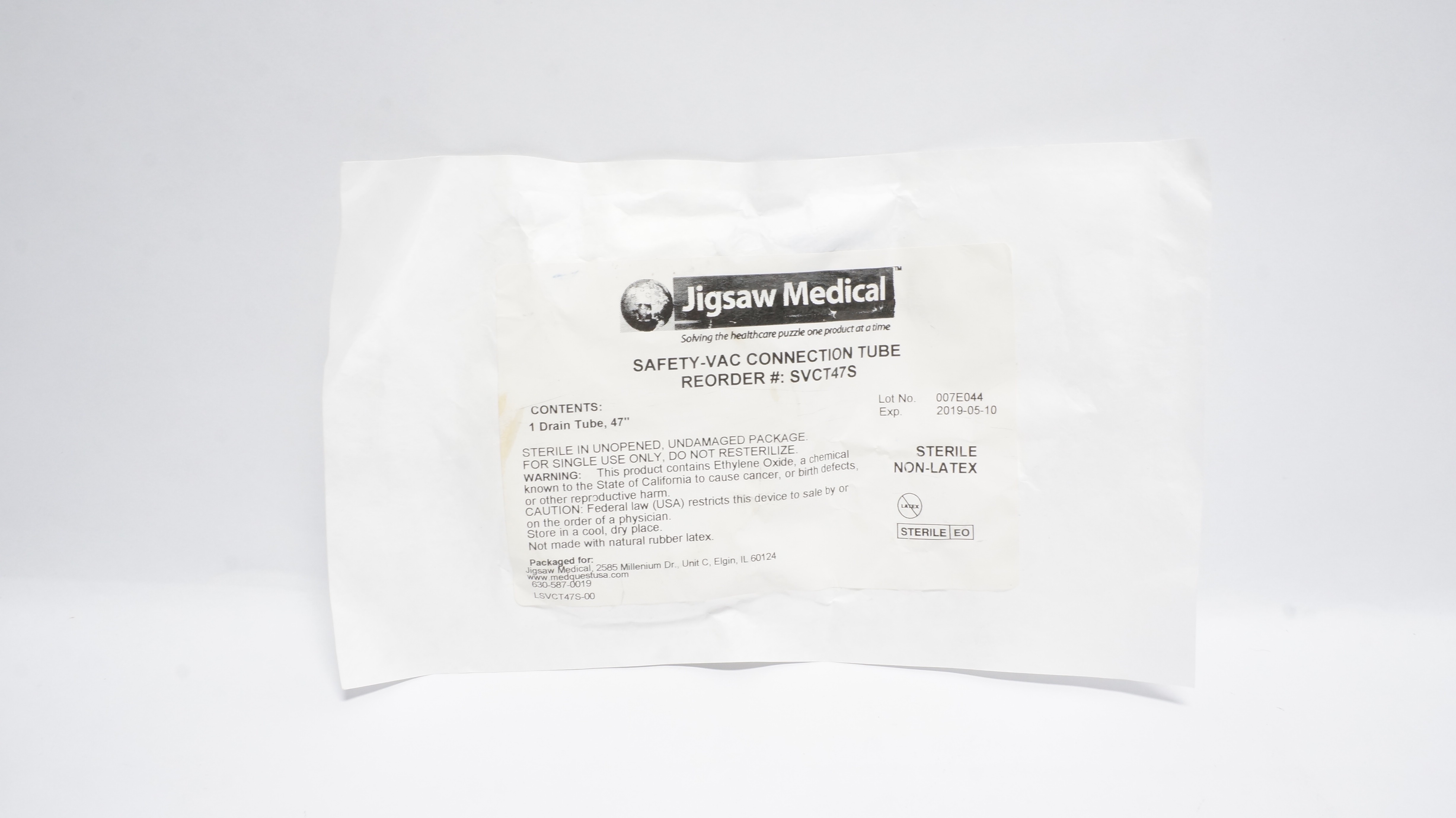 Jigsaw Medical SVCT47S Drainage Tubing, 47inch (x)