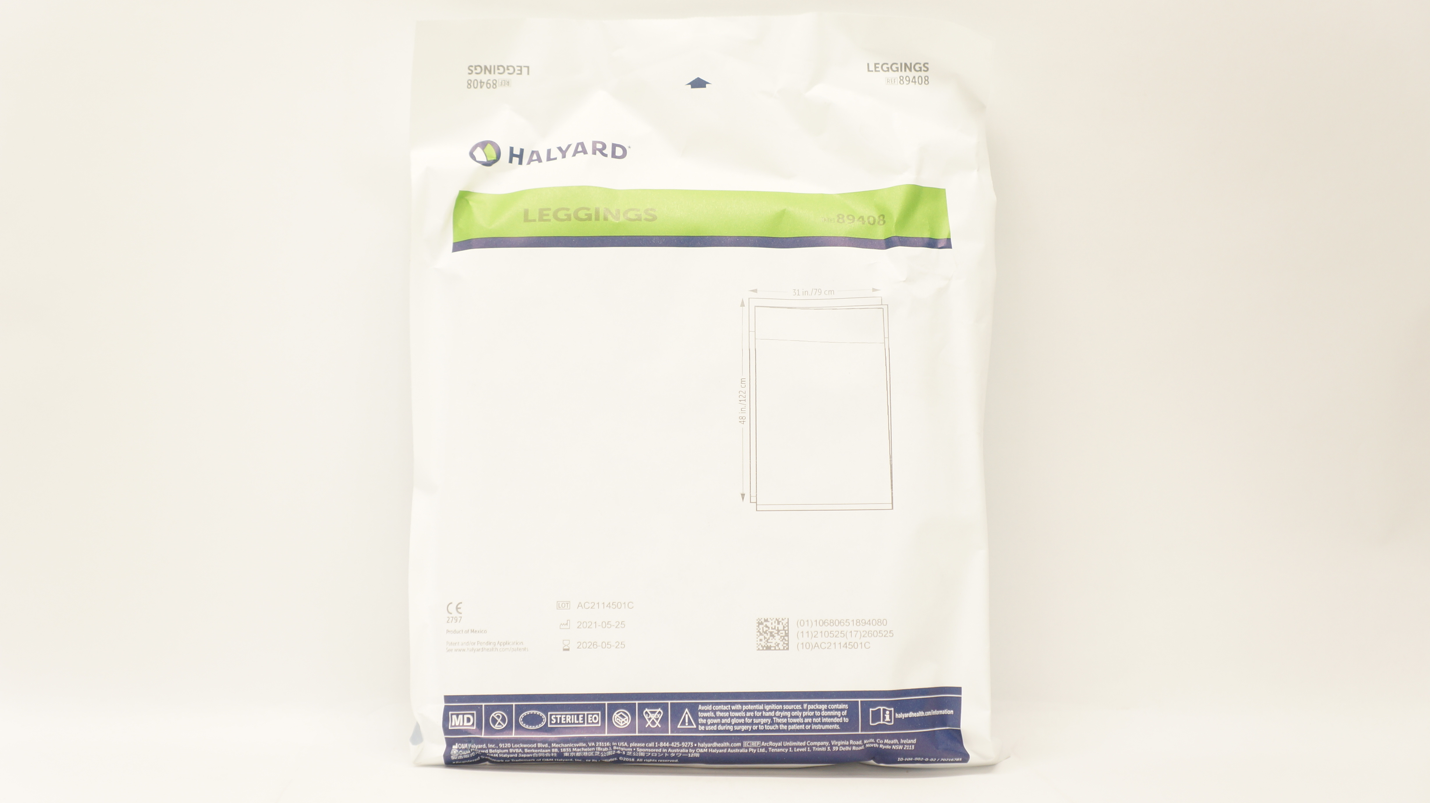 Halyard 89408 Leggings 31inch x 48inch