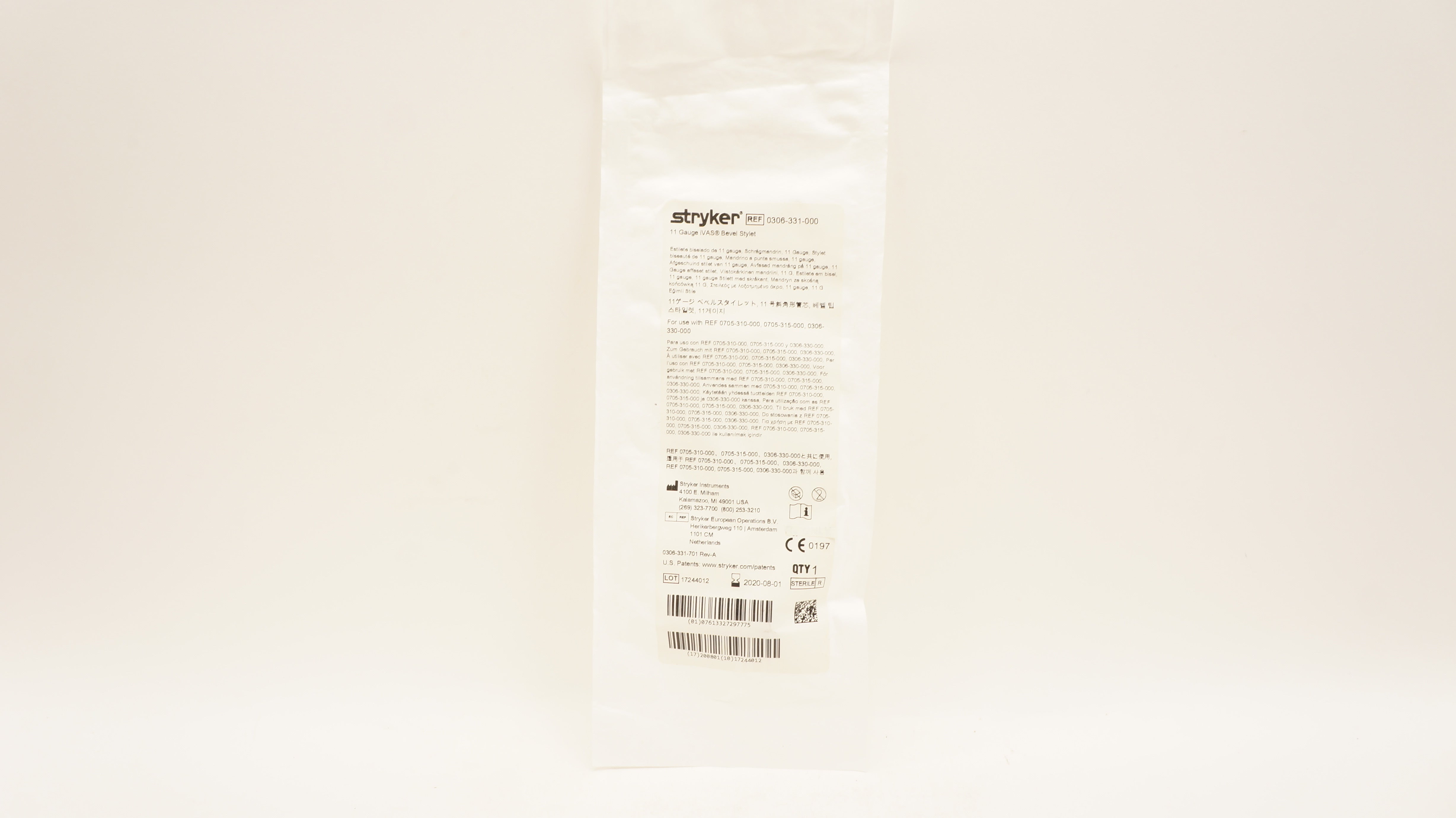 Stryker 0306-331-000 11 Gauge iVas Bevel Stylet (x)