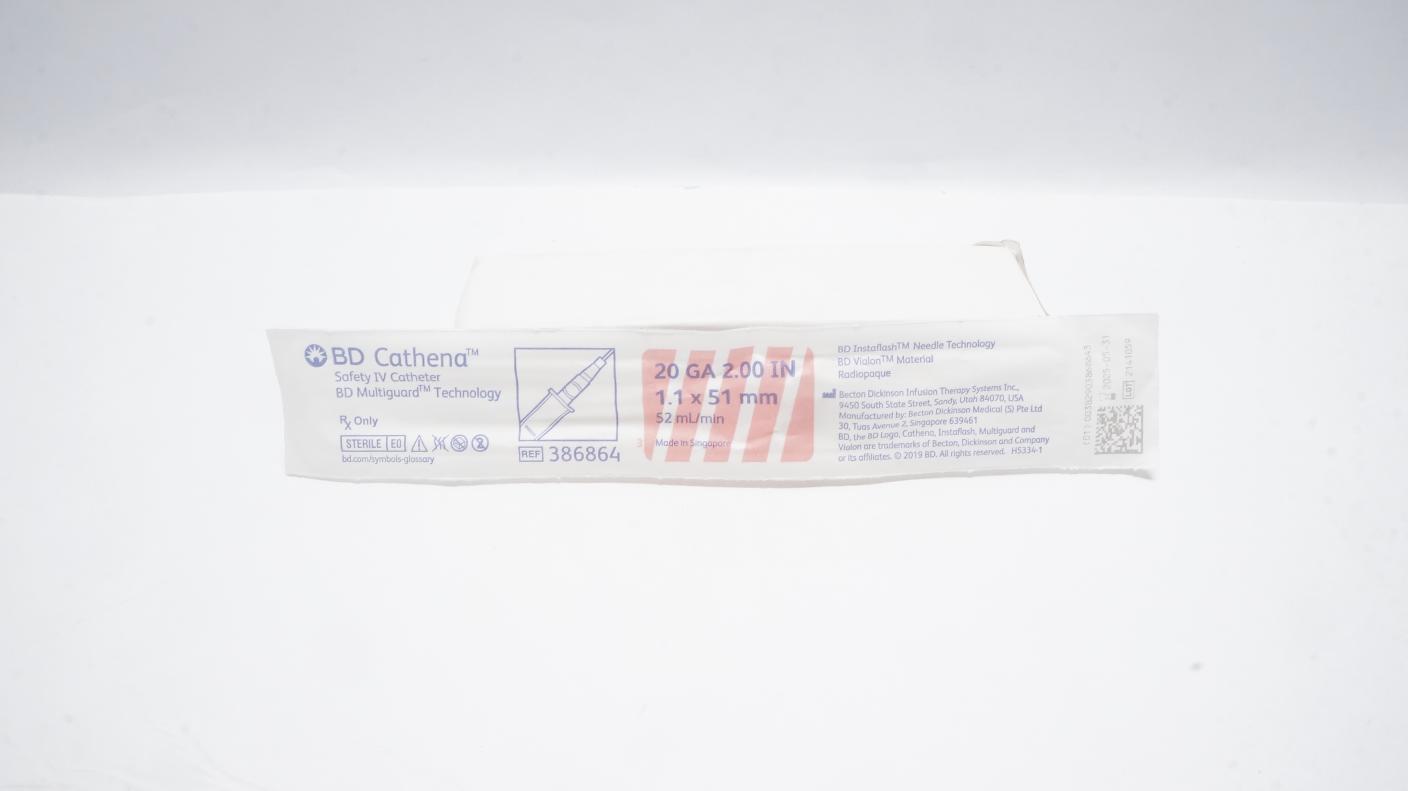 BD 386864 Cathena Safety Cath. BD Multiguard Technology 20GA 2.00inch 52ml/min