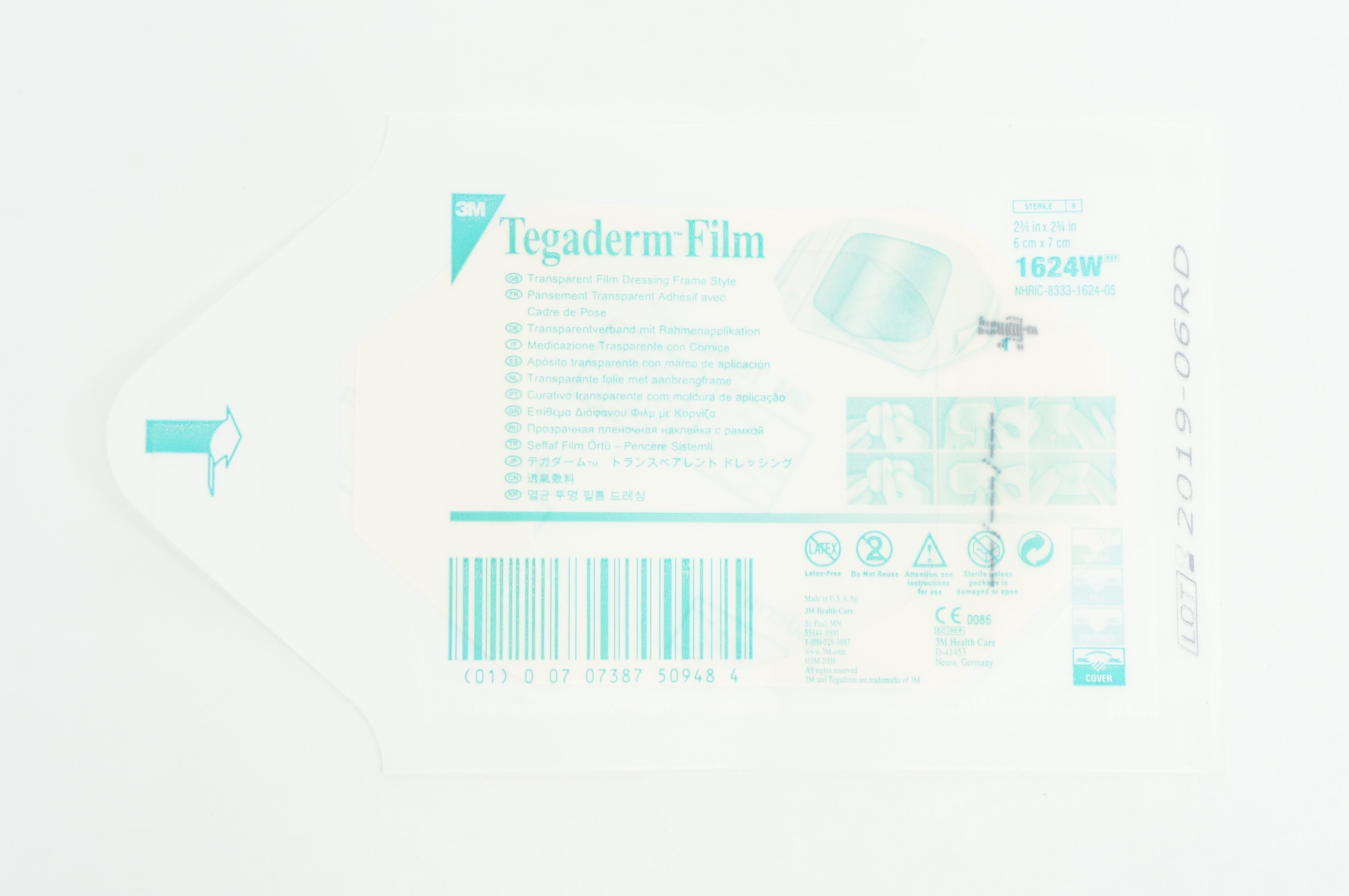 3M 1624W Tegaderm Transparent Film Dressing Frame Style 2-3/8in x 2-3/4in (x)