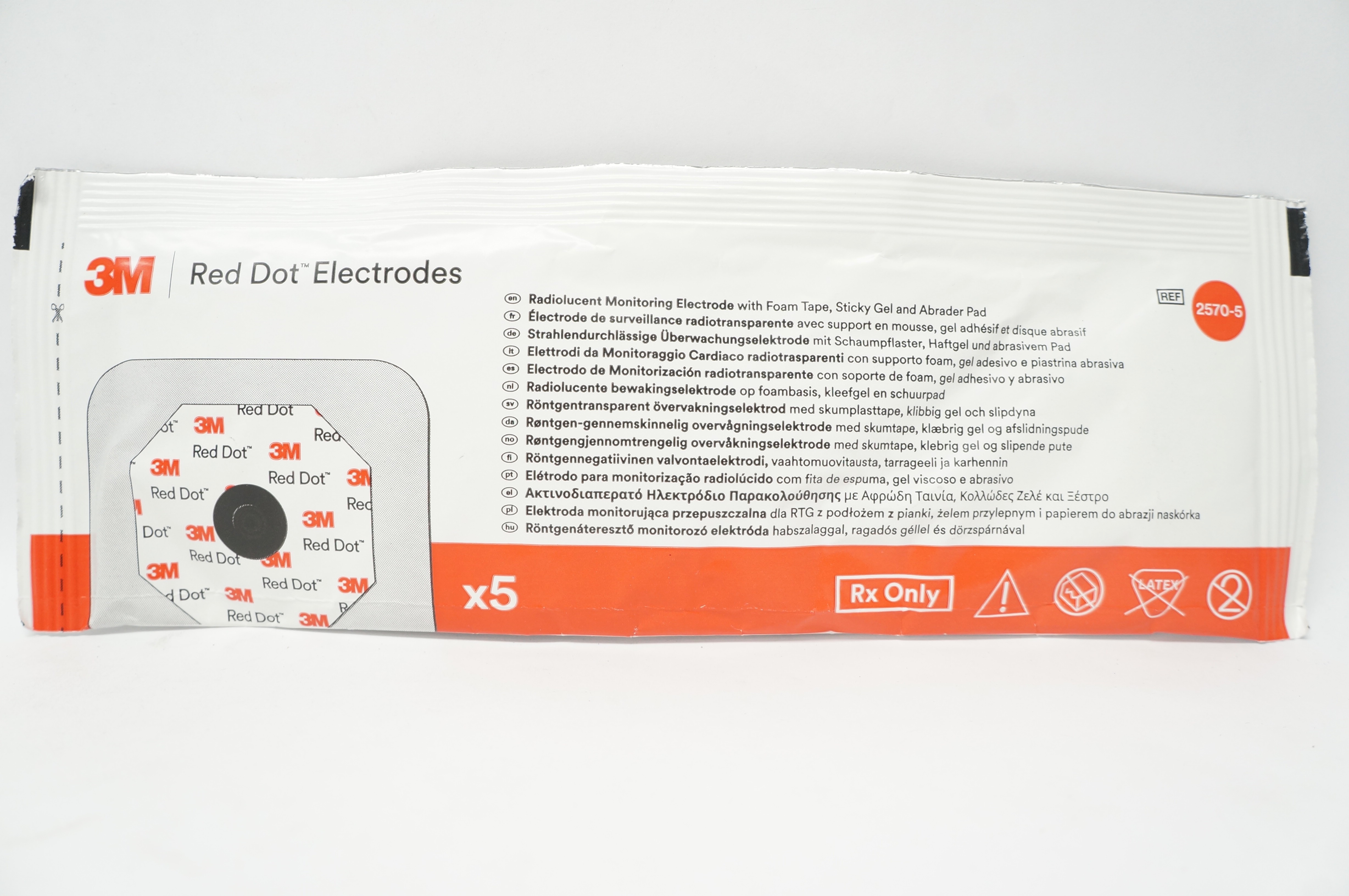 3M 2570-5 Red Dot Radiolucent Monitoring Electrode (x) - Pack of 5