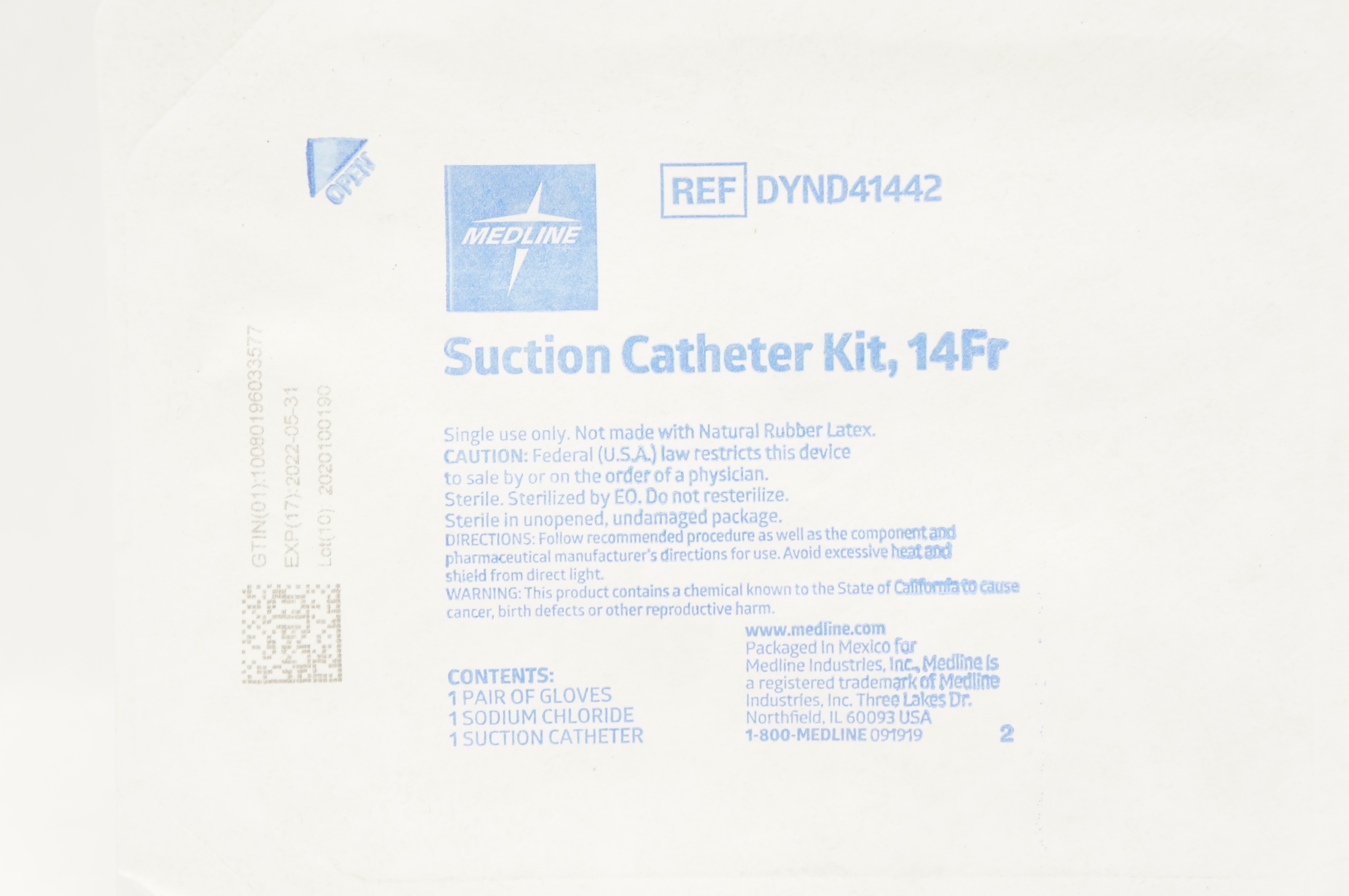 Medline DYND41442 Suction Cath. Kit 14 Fr (x)