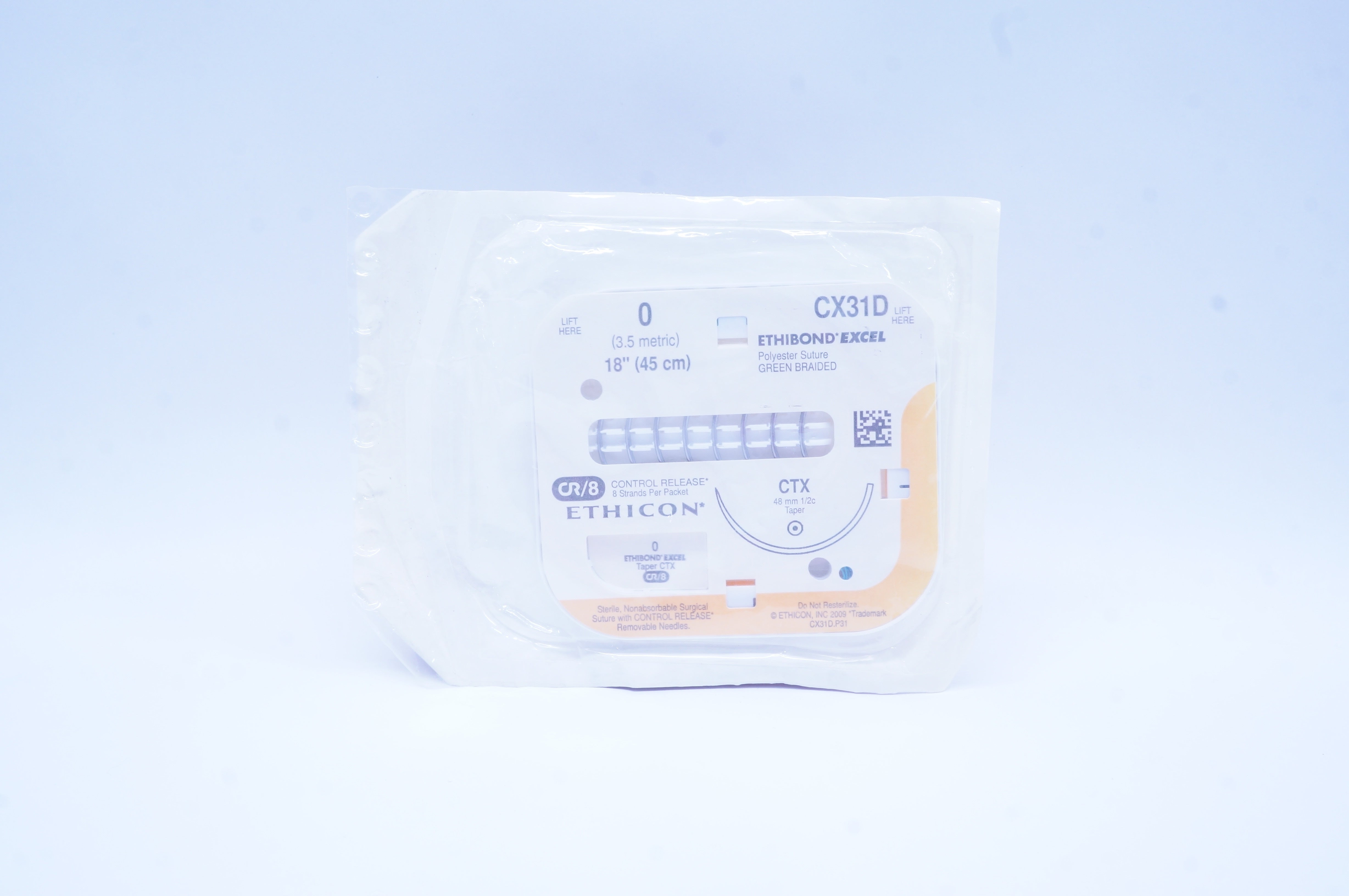 Ethicon CX31D 0 Ethibond Excel Polyester Stre CTX 48mm 1/2c Taper, 18 inch (x)