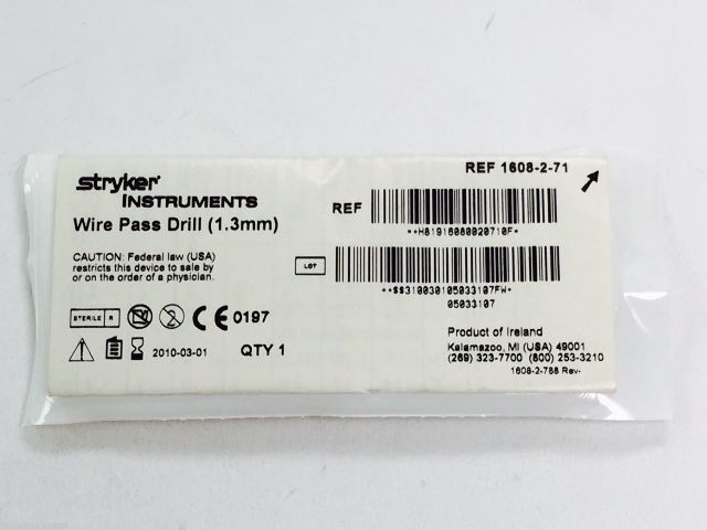 1608-2-71 ~ Stryker Wire Pass Drill 1.3mm (x)