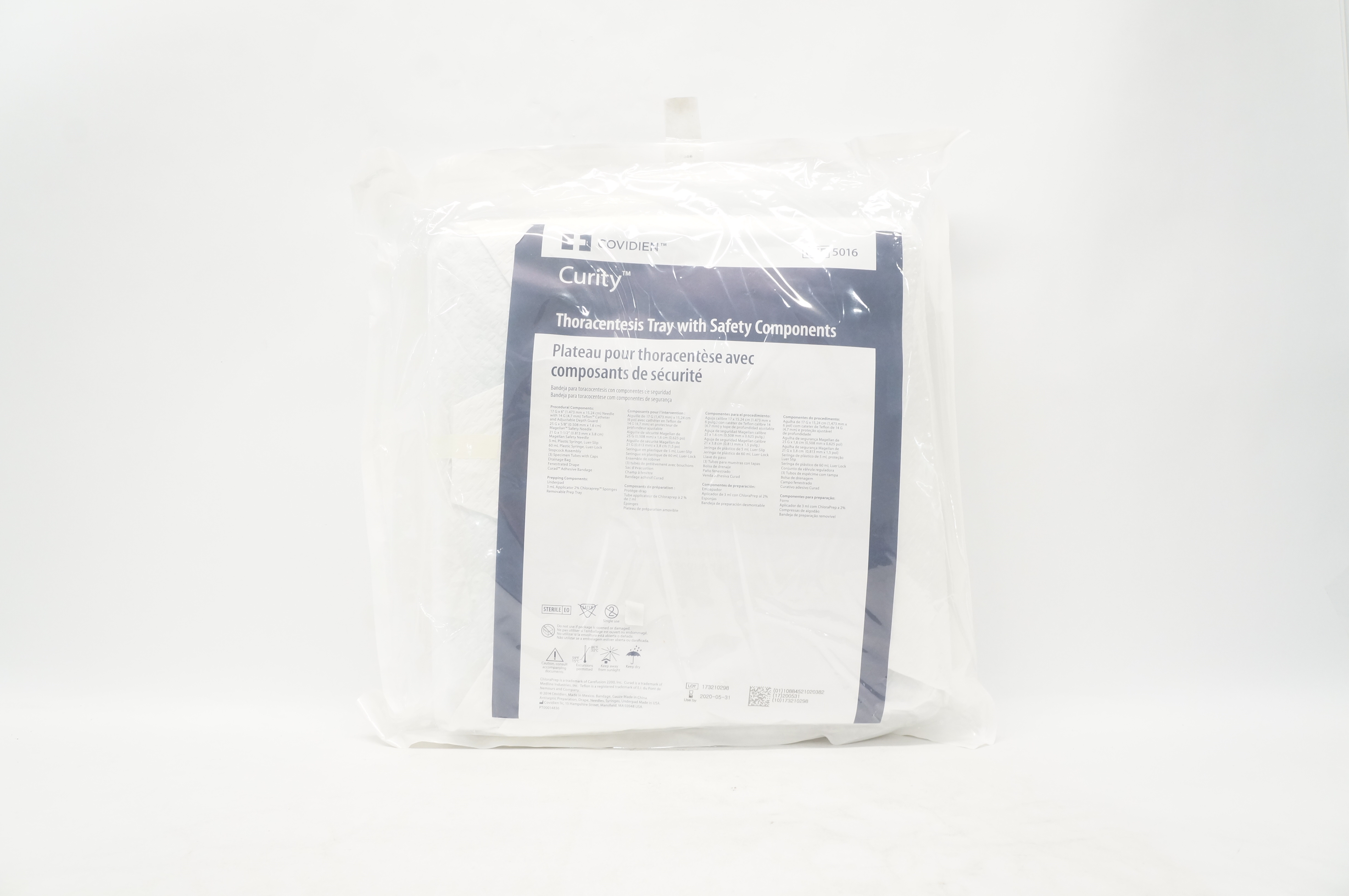Covidien 5016 Curity Thoracentesis Tray with Safety Components (x)