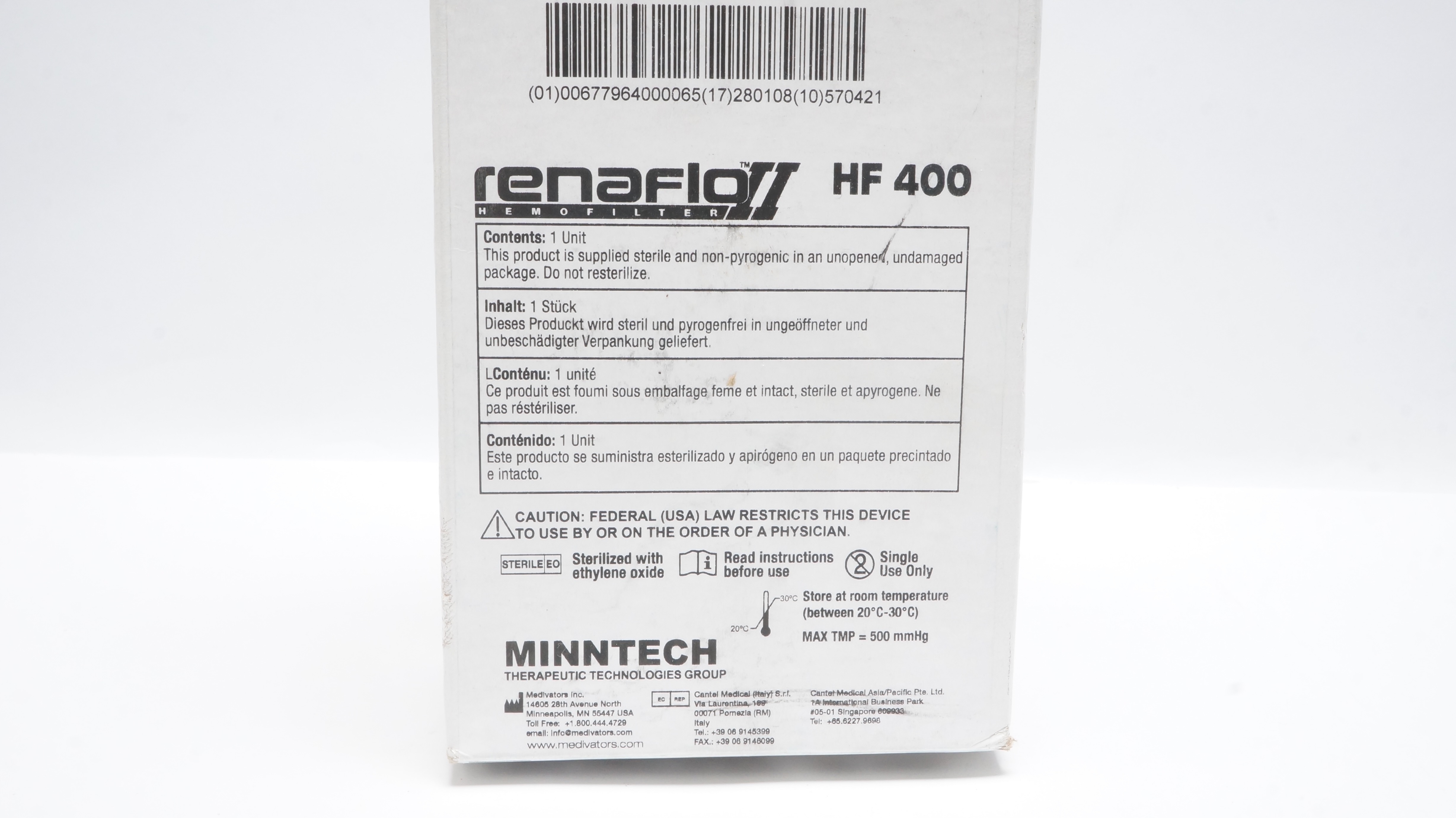 Medivators HF400 Minntech Renaflo II Hemofilter