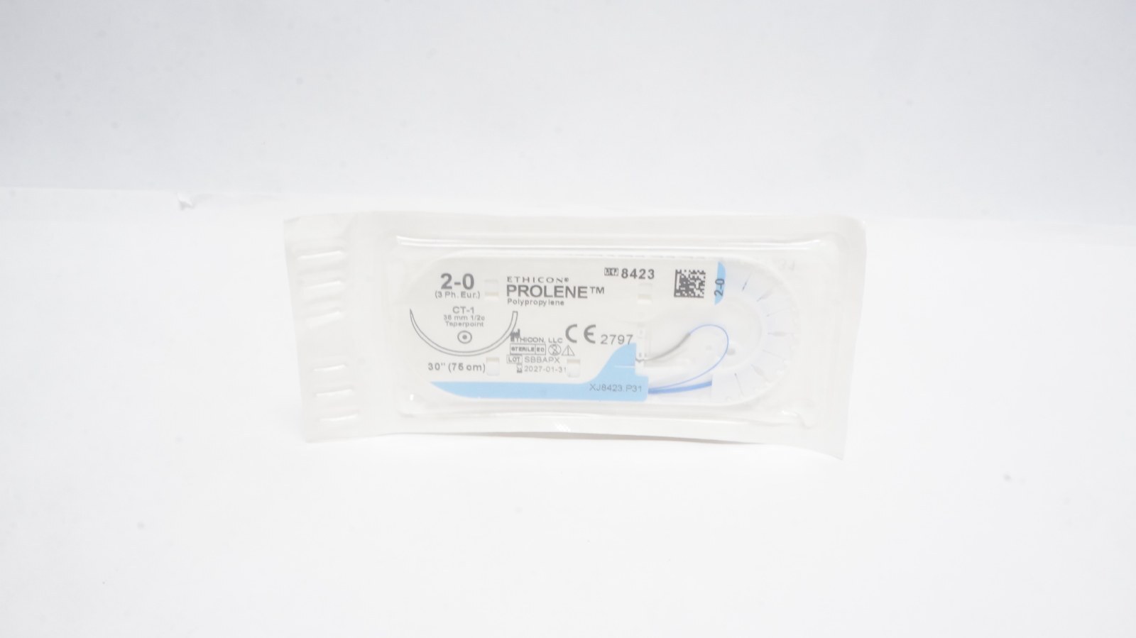 Ethicon 8423 PROLENE Suture 2-0 CT-1 36mm Taperpoint 30" Blue