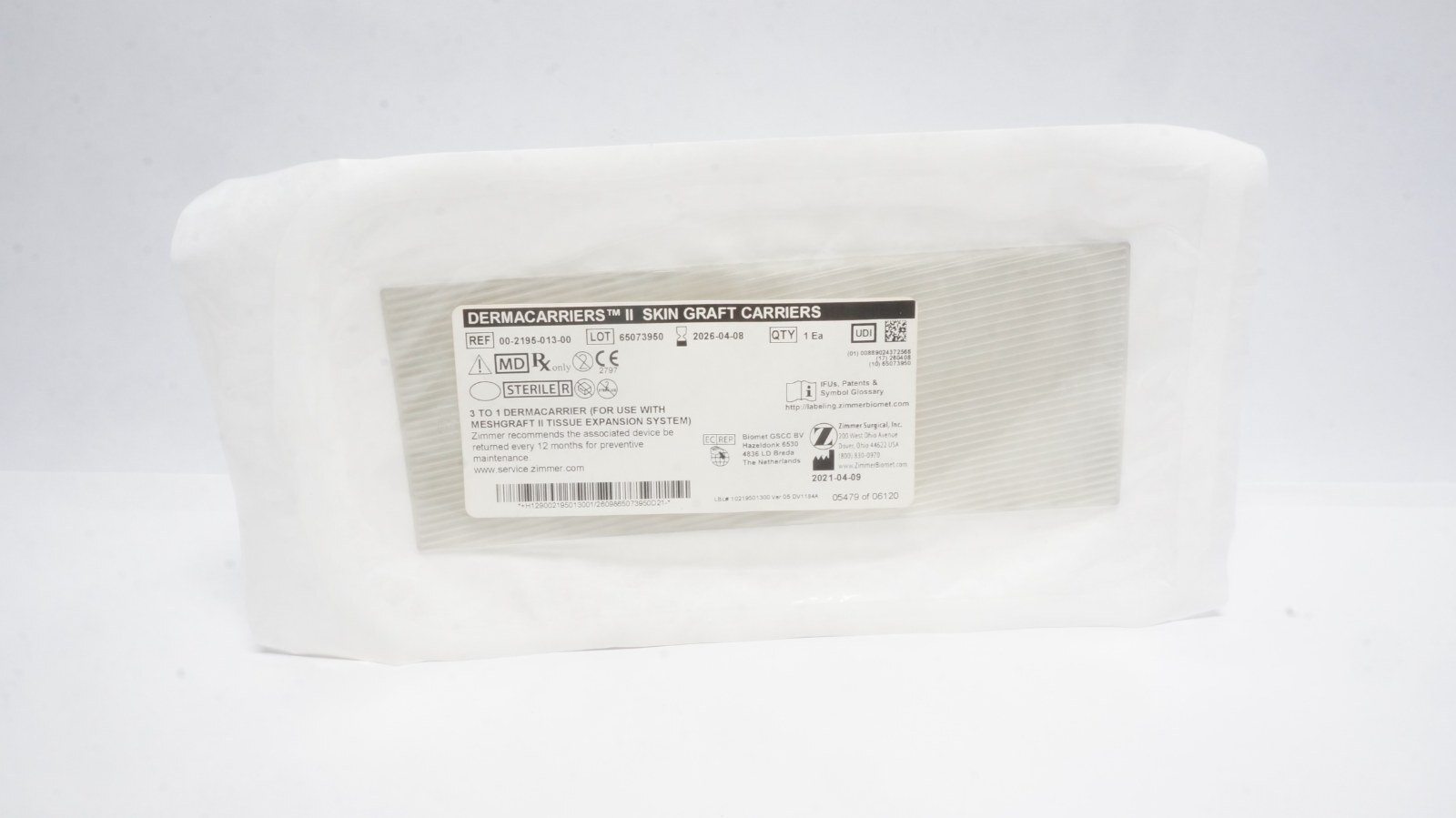 Zimmer 00-2195-013-00 DERMACARRIERS II Skin Graft Carriers 3 to 1