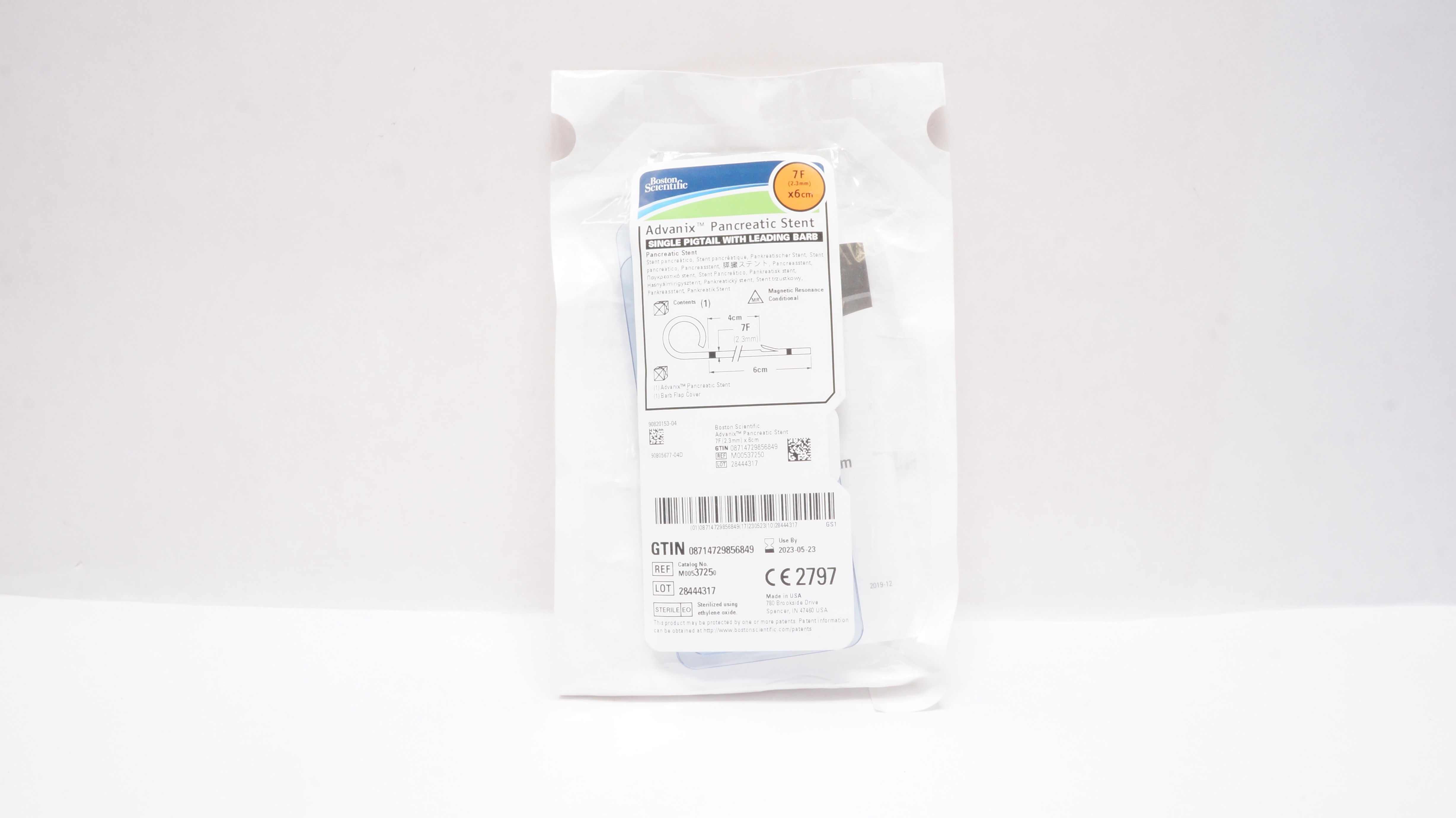 Boston Scientific M00537250 Advanix Pancreatic Stnt Single Pigtail 7F x 6cm (x)