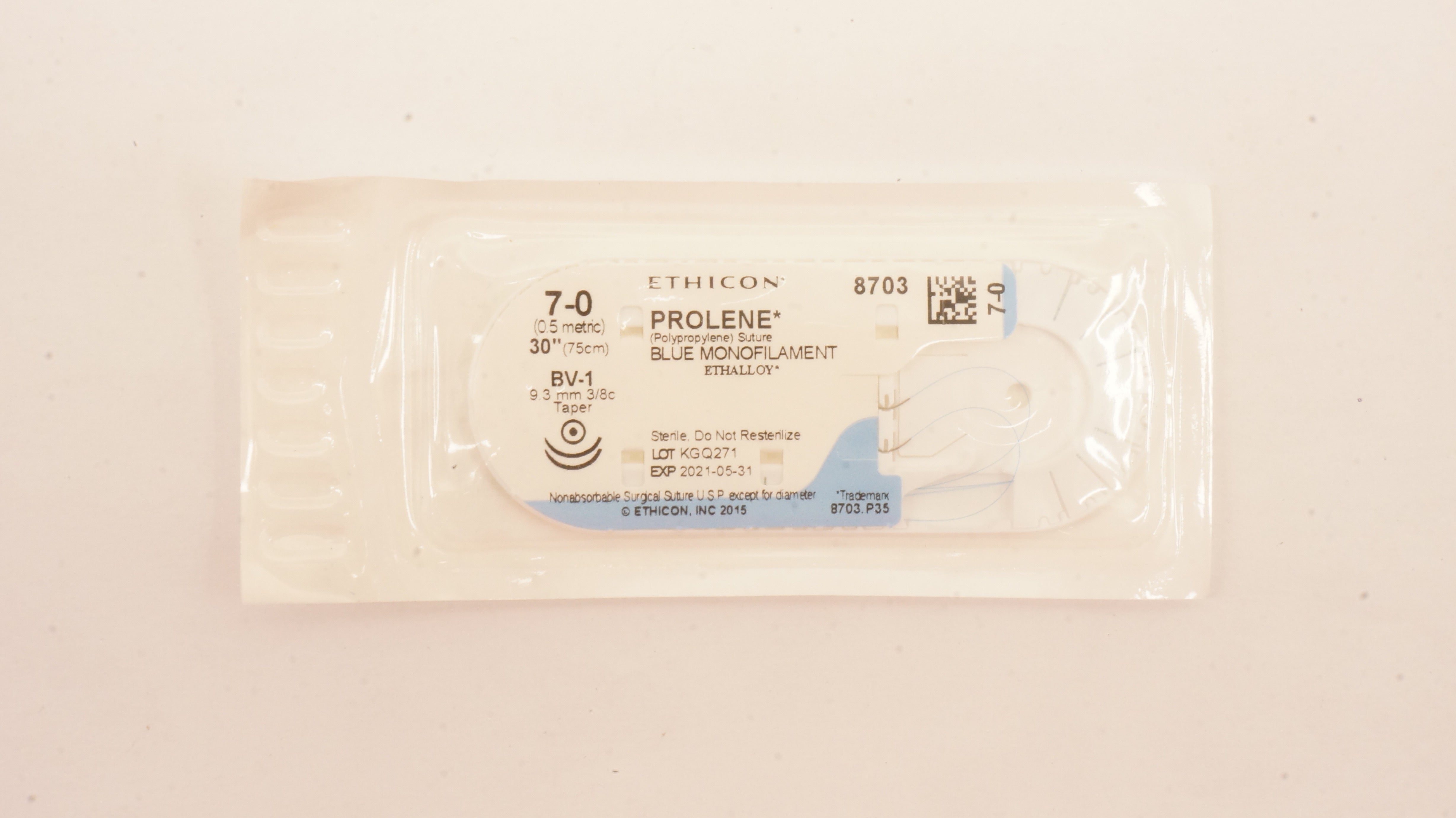 Ethicon 8703 7-0 PROLENE Stre BV-1, 9.3mm 3/8c Taperpoint, 30inch (x)