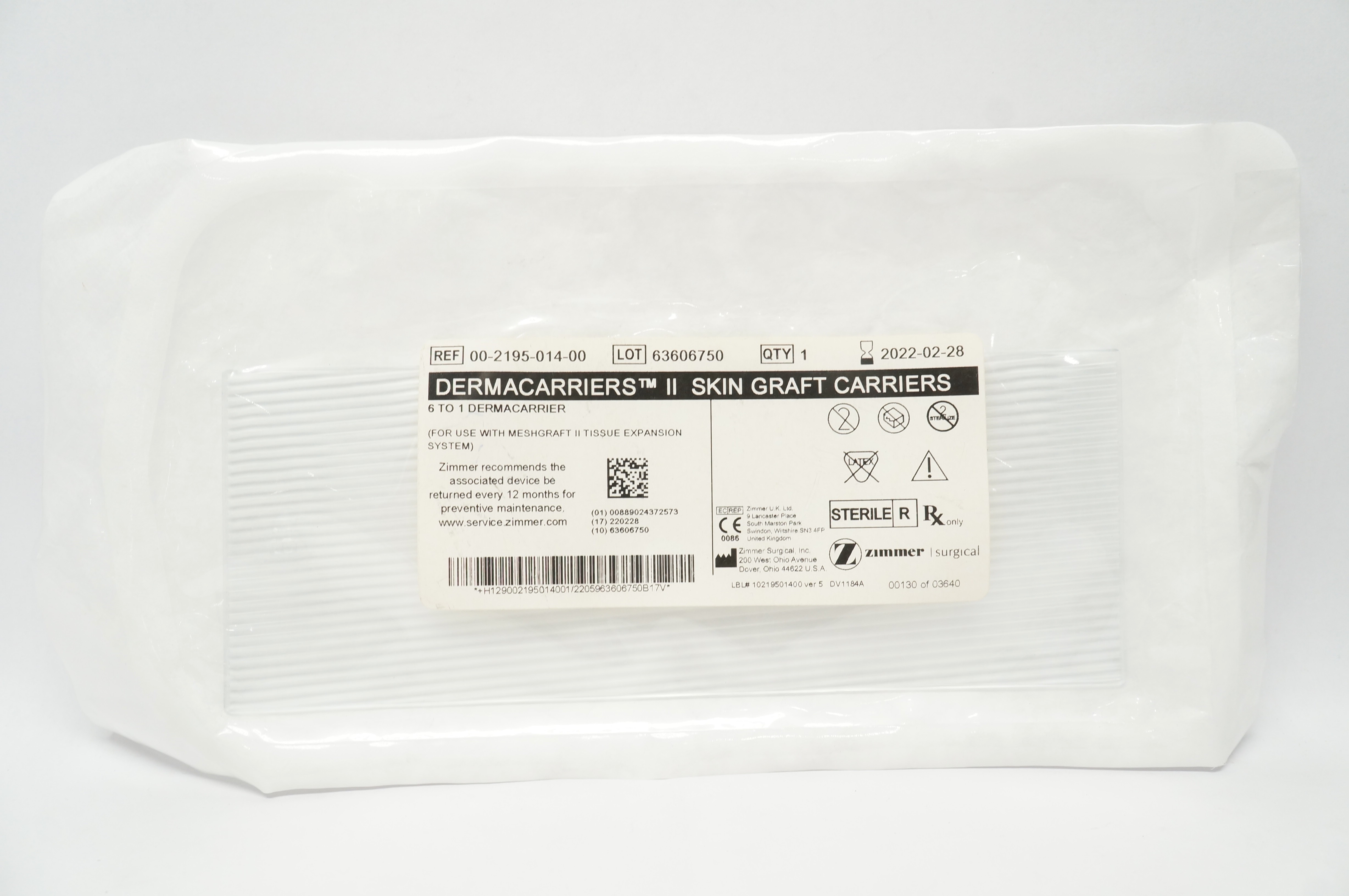 Zimmer 00-2195-014-00 Dermacarriers II Skin Graft Carriers 6 to 1 (x)