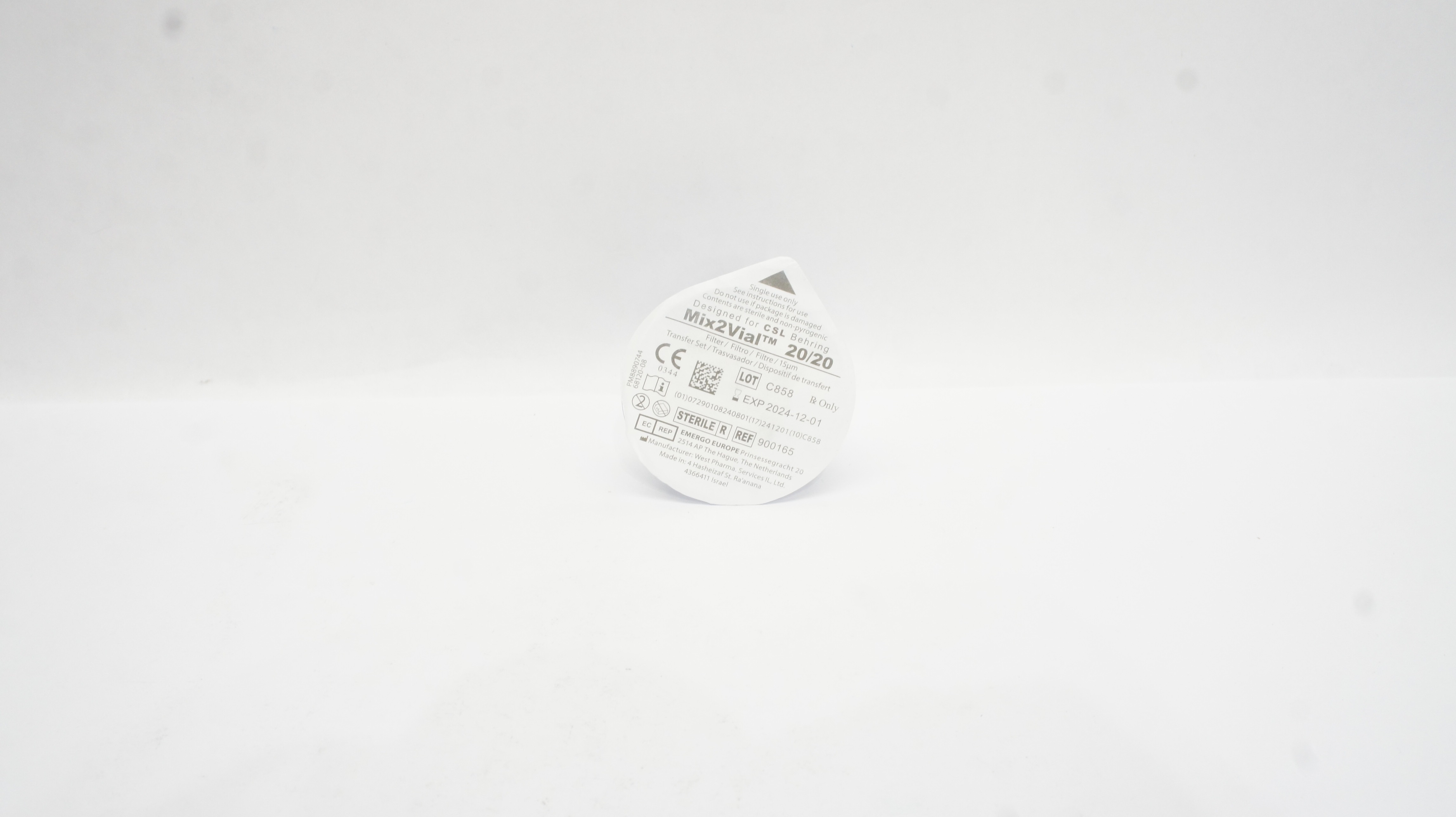 West Pharma 900165 Mix2Vial 20/20 Filter 15µm, Transfer Set