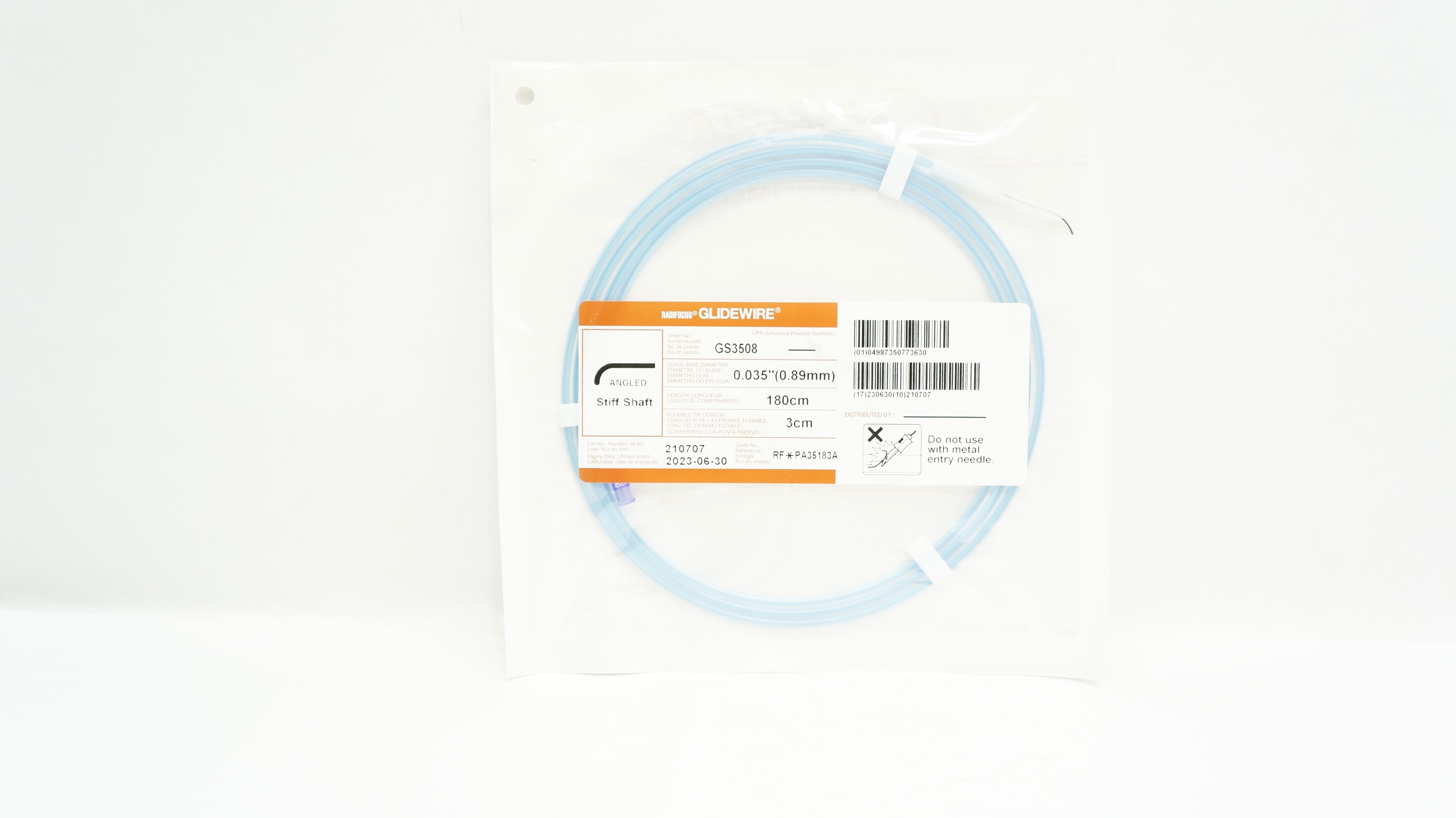 Terumo PA35183A Radifocus Glidewire Stiff Shaft Angled 0.035inch x 180 x 3cm