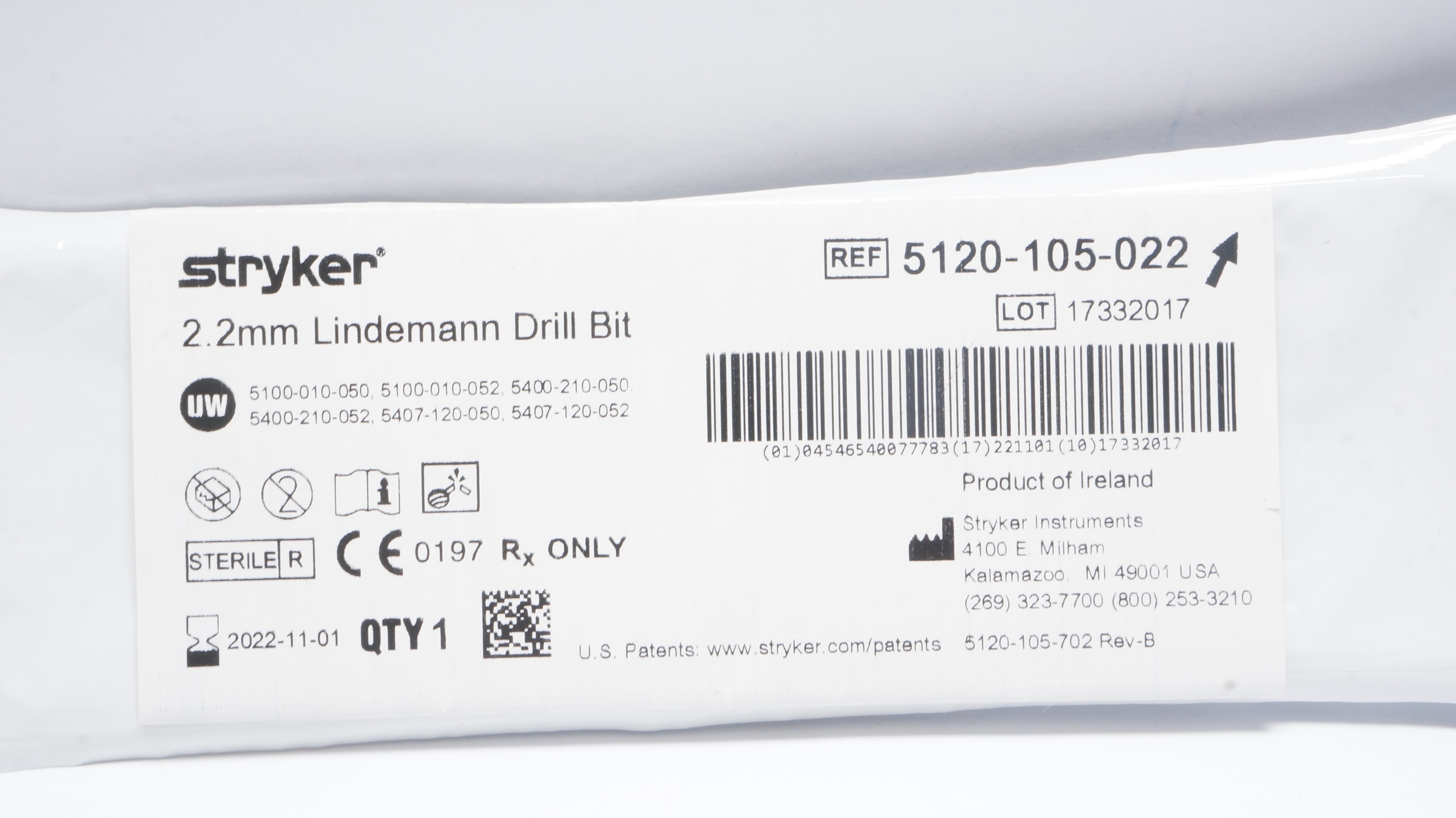 Stryker 5120-105-022 Lindemann Drill Bit 2.2mm (x)
