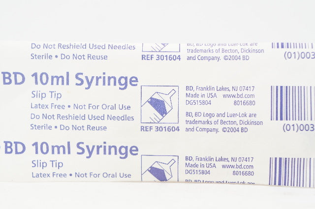 BD 301604 10ml Syringe Slip Tip
