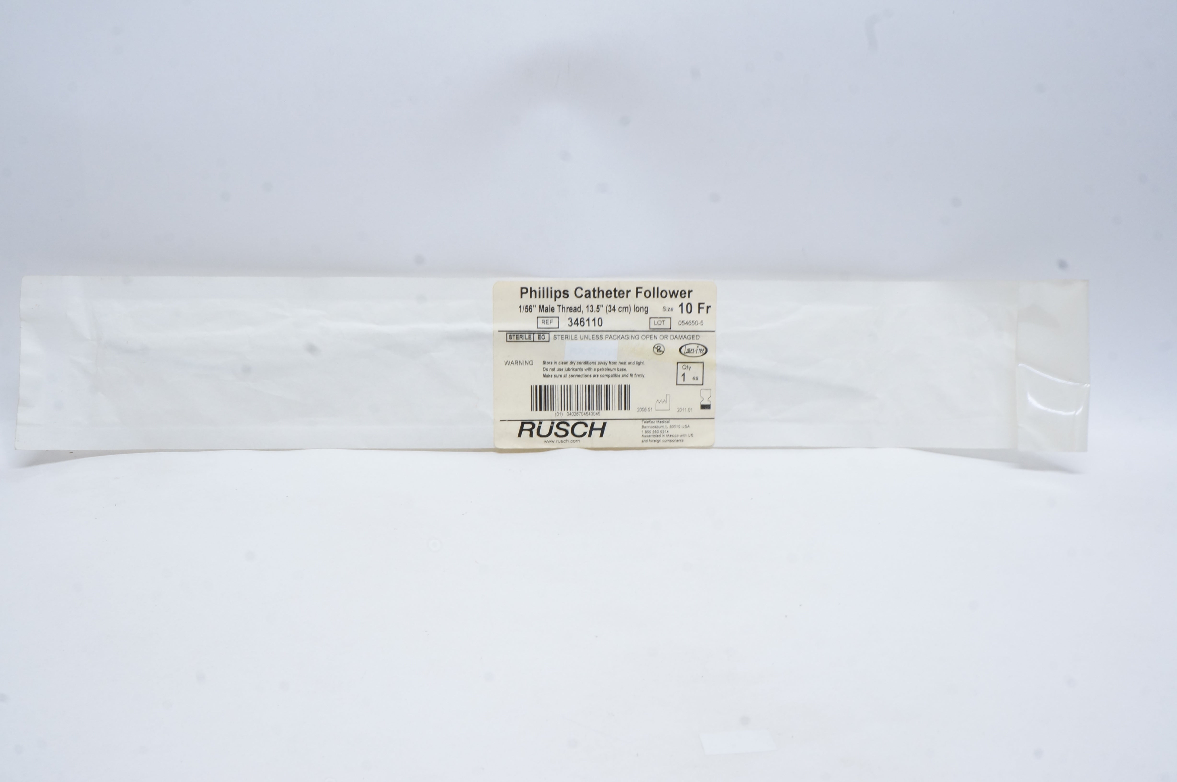 Rusch 346110 Phillips Cath. Follower 10Fr., 1/56inch Male Thread, 13.5inch long