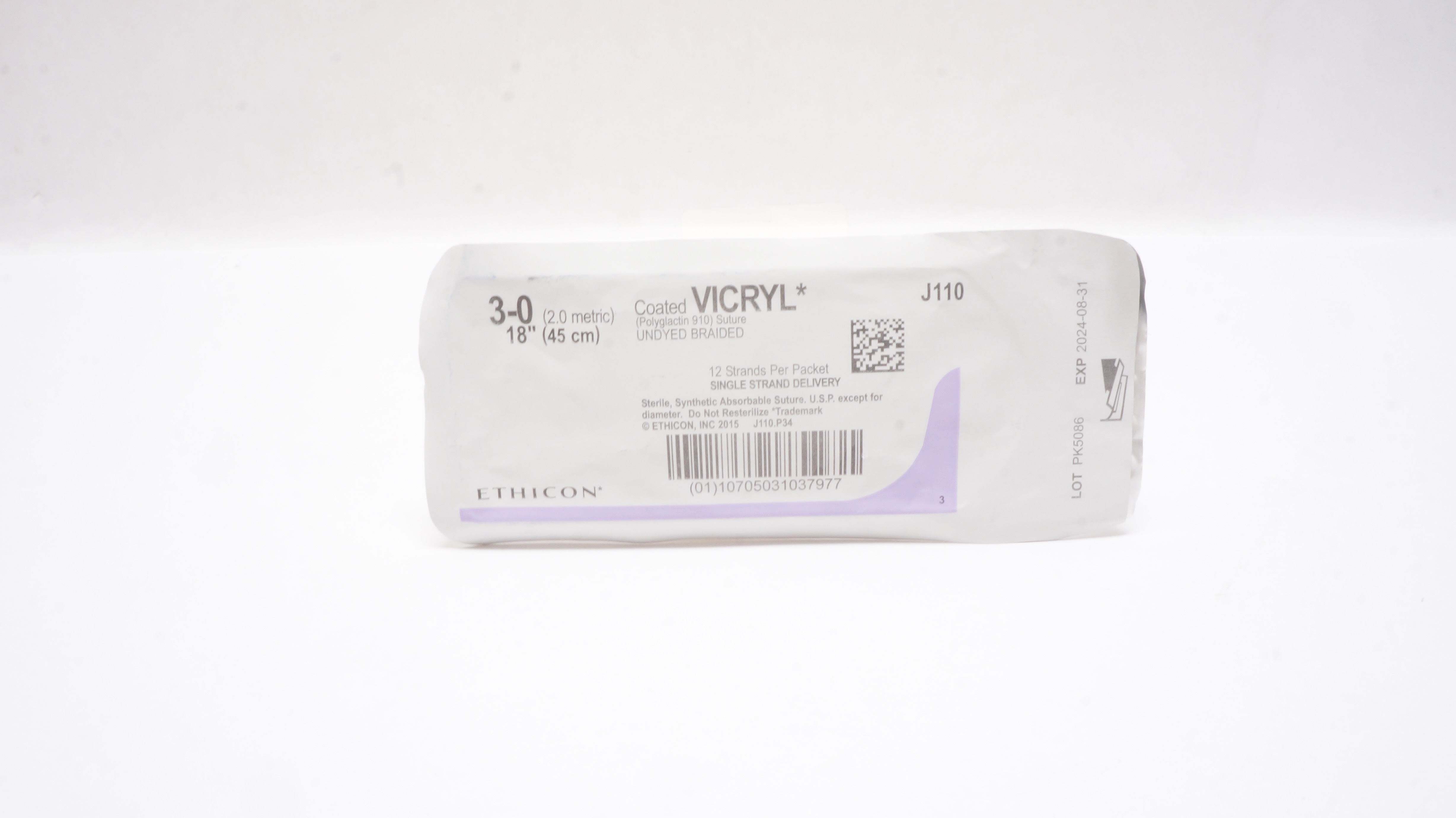 Ethicon J110 3-0 Coated VICRYL Undyed Braided 18inch
