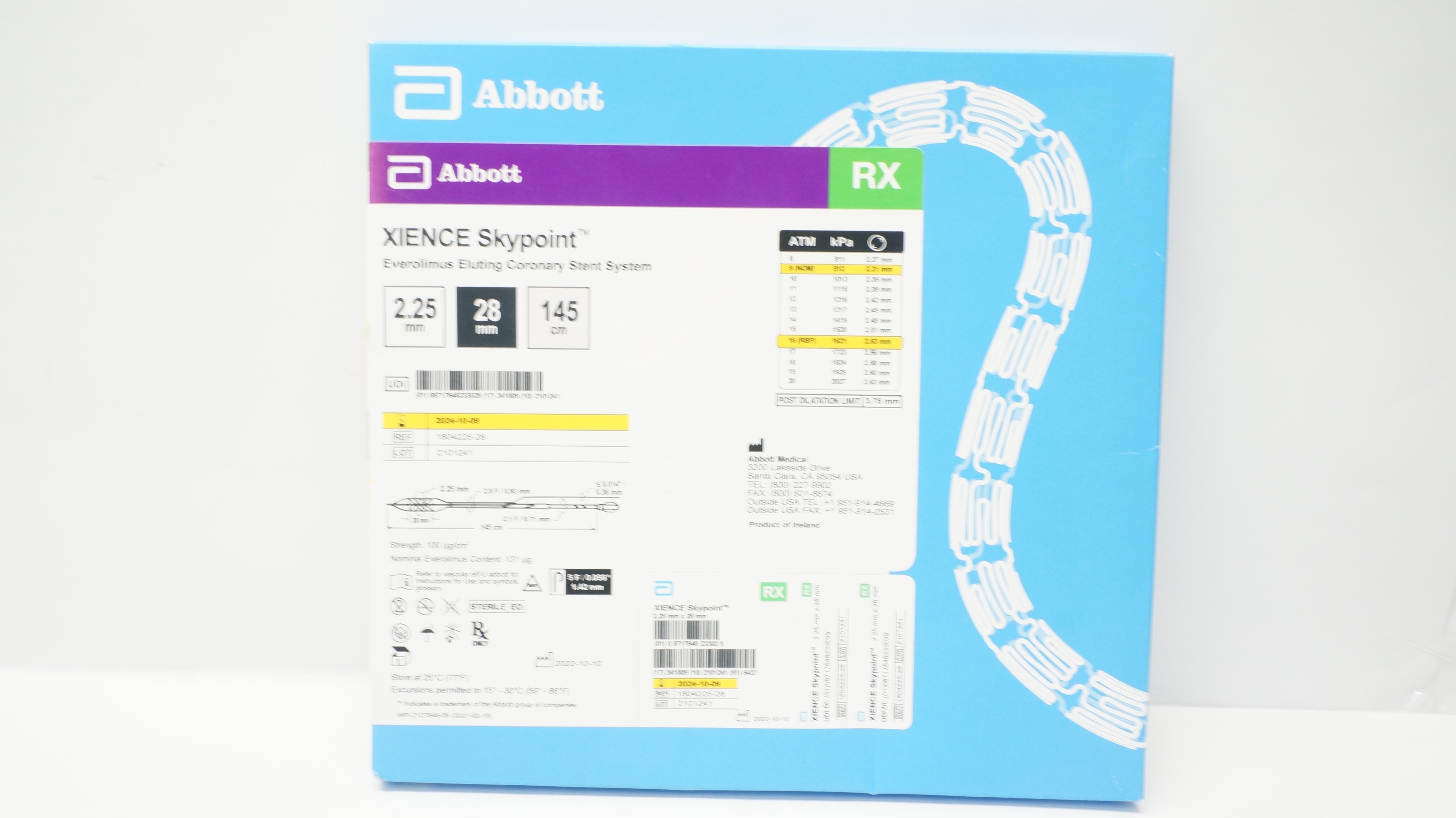 Abbott 1804225-28 Xience Skypoint Everolimus Eluting Coronary Stent System (x)