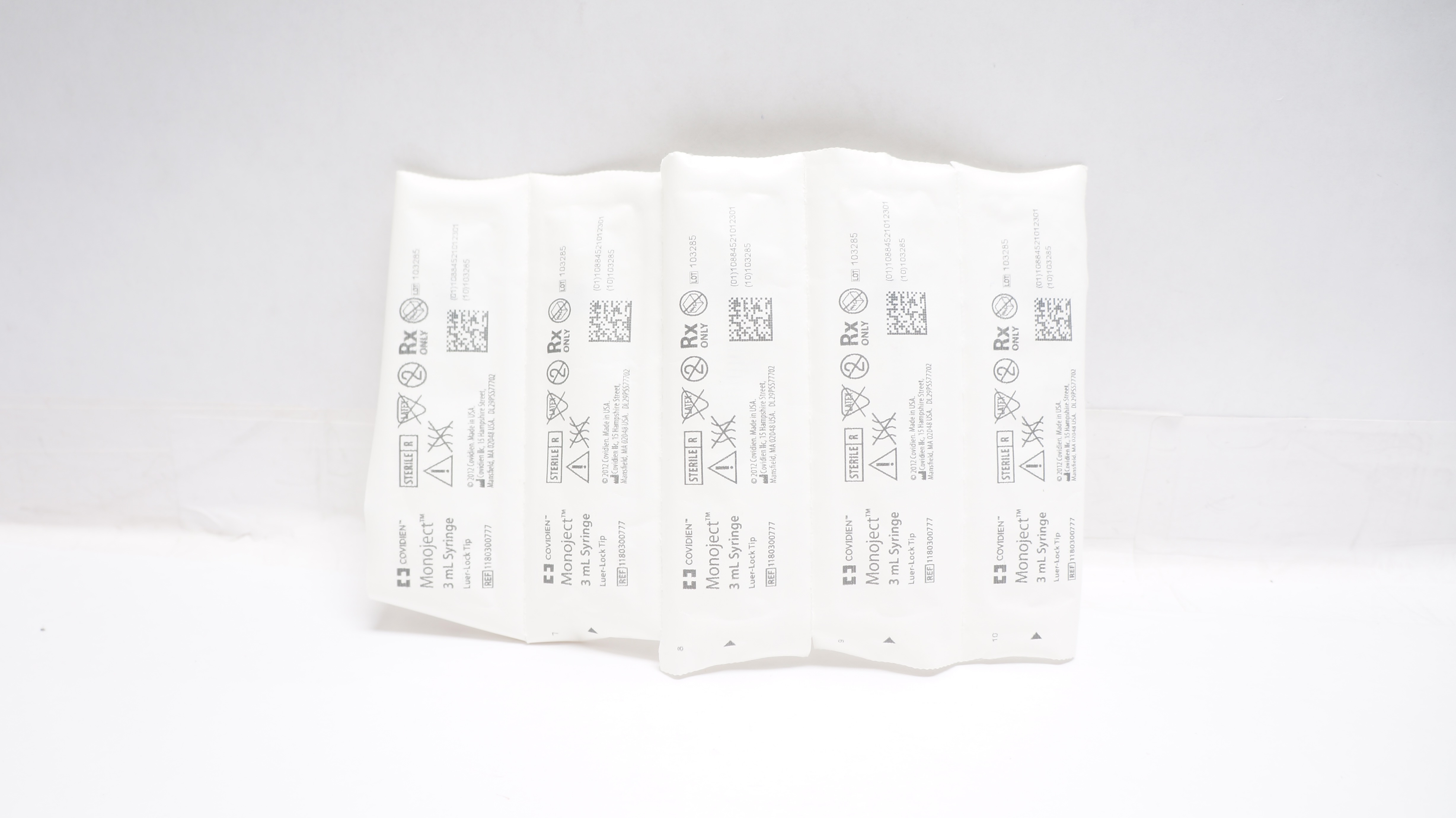 Covidien 1180300777 Monoject 3Ml Syringe Luer-Lock Tip - Lot of 5