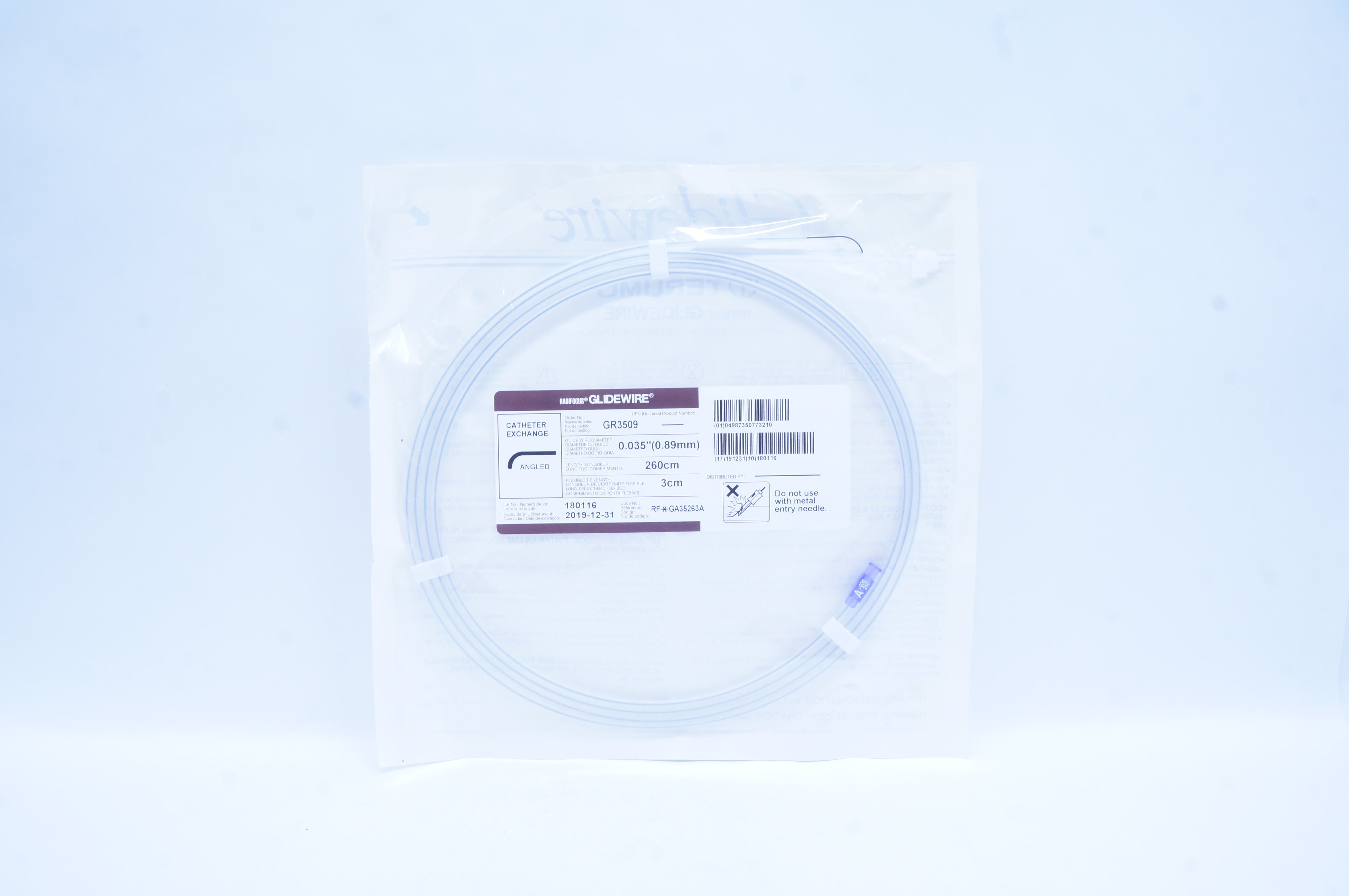 Terumo RF*GA35263A RadiFocus Glidewire Angled Cath. Exchange 0.035in.x 260cm (x)