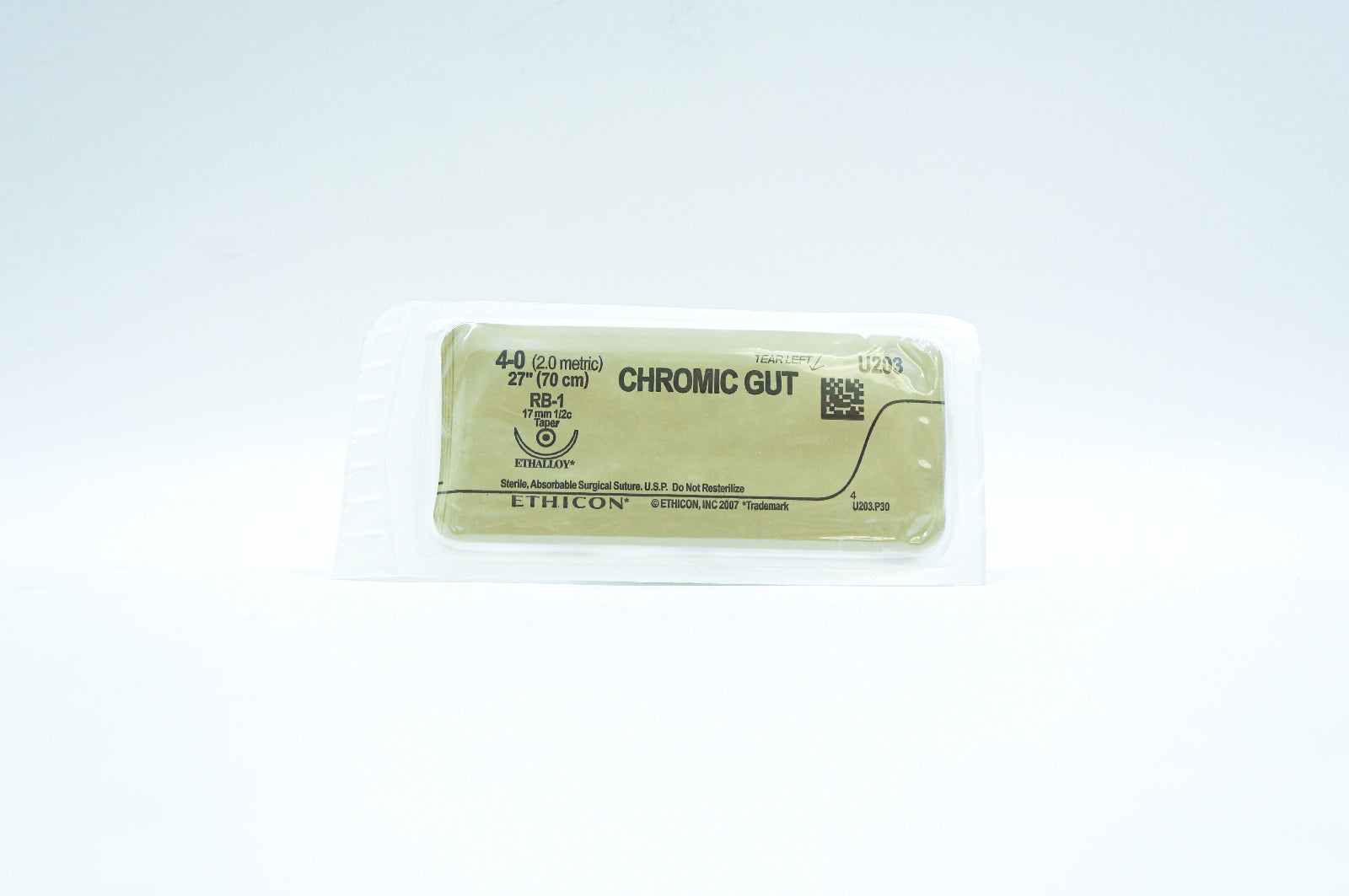 Ethicon U203 4-0 CHROMIC GUT, RB-1 17mm 1/2c Taper, 27inch (x) - Lot of 33