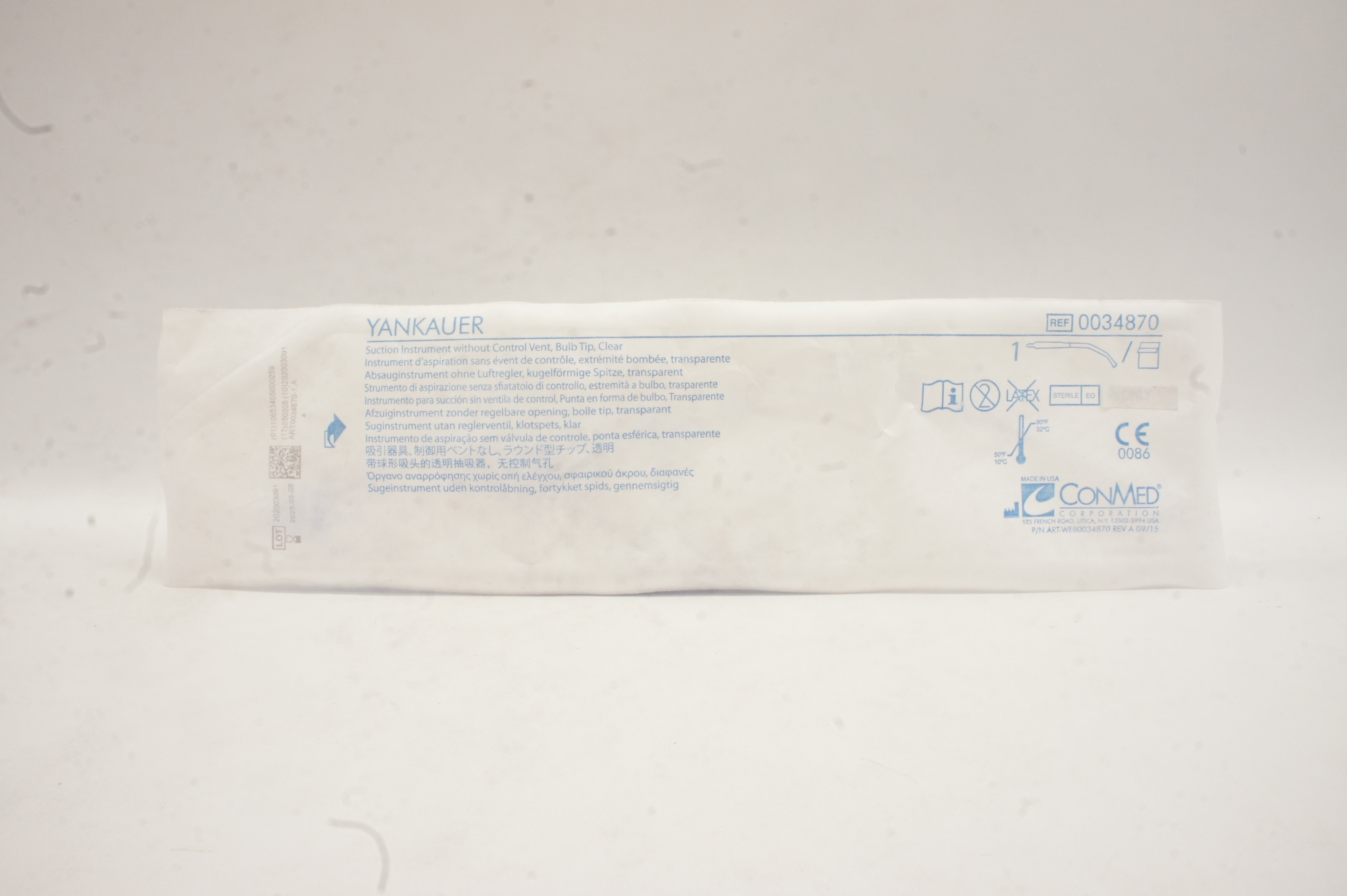 ConMed 0034870 YANKAUER Suction Instrument without Control Vent