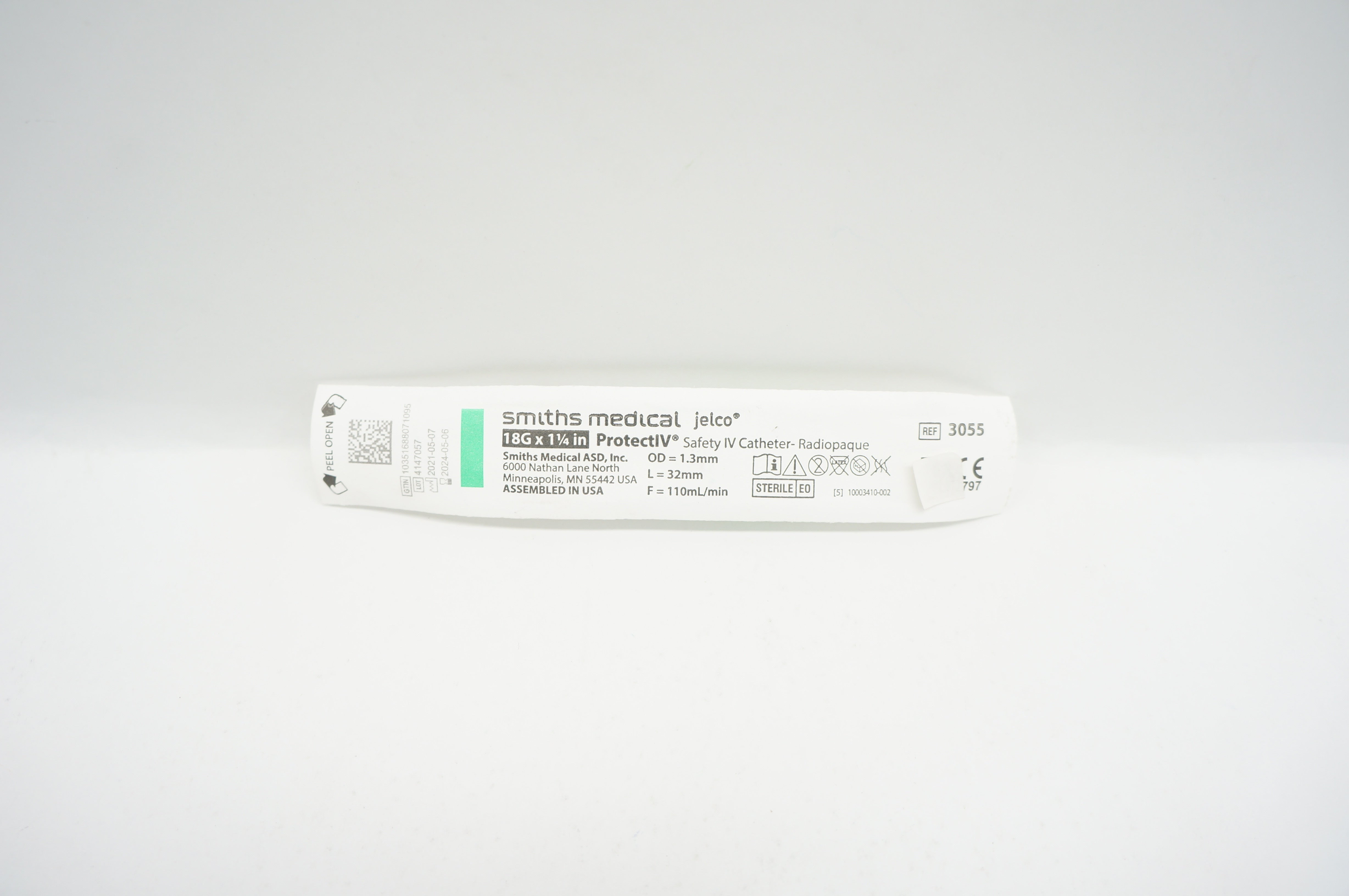 Smiths Medical 3055 Jelco ProtectIV Safety IV Cath. Radiopaque 18G x 1-1/4inch