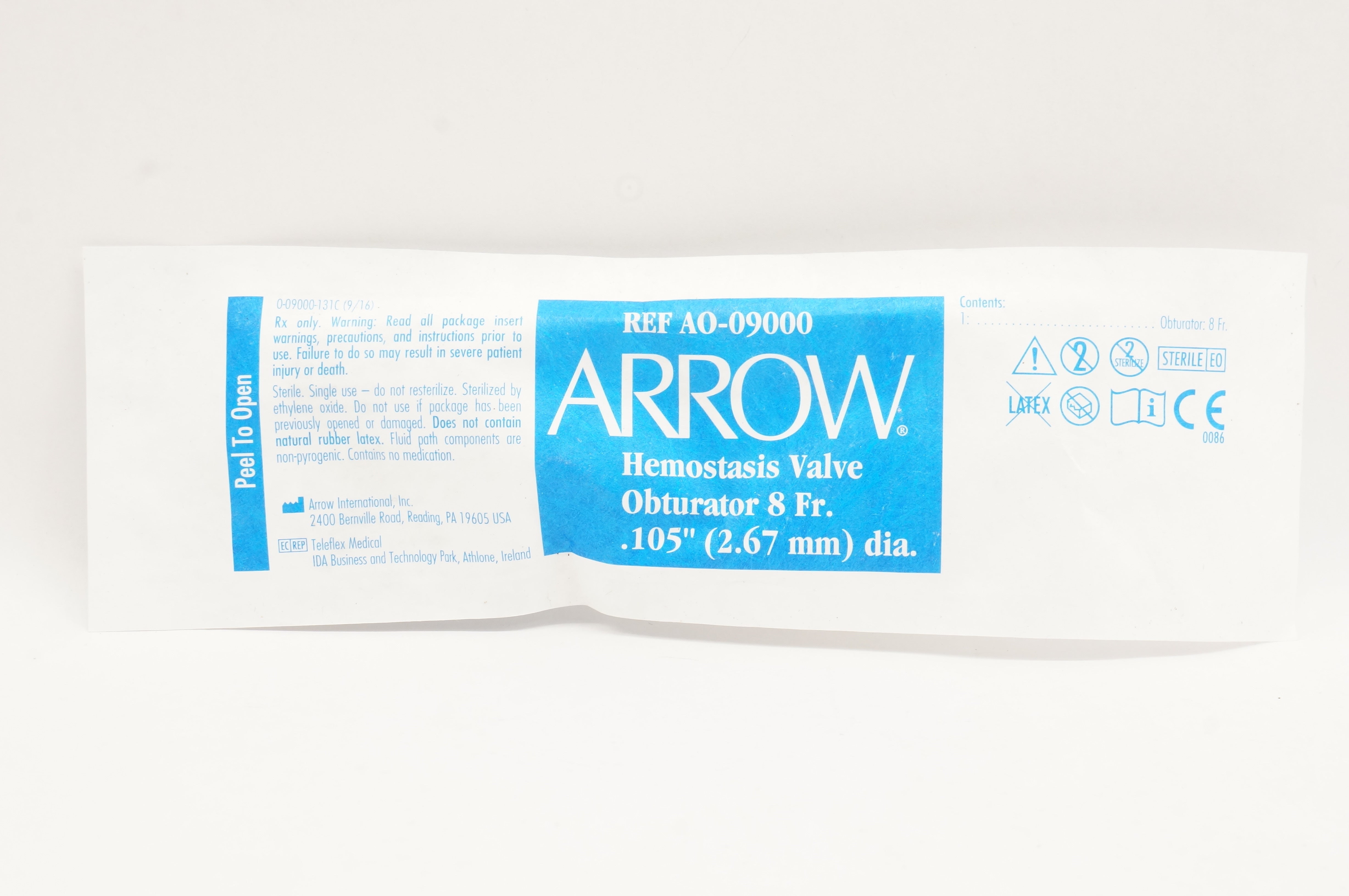 Arrow AO-09000 Hemostasis Valve Obturator 8Fr .105in. dia.
