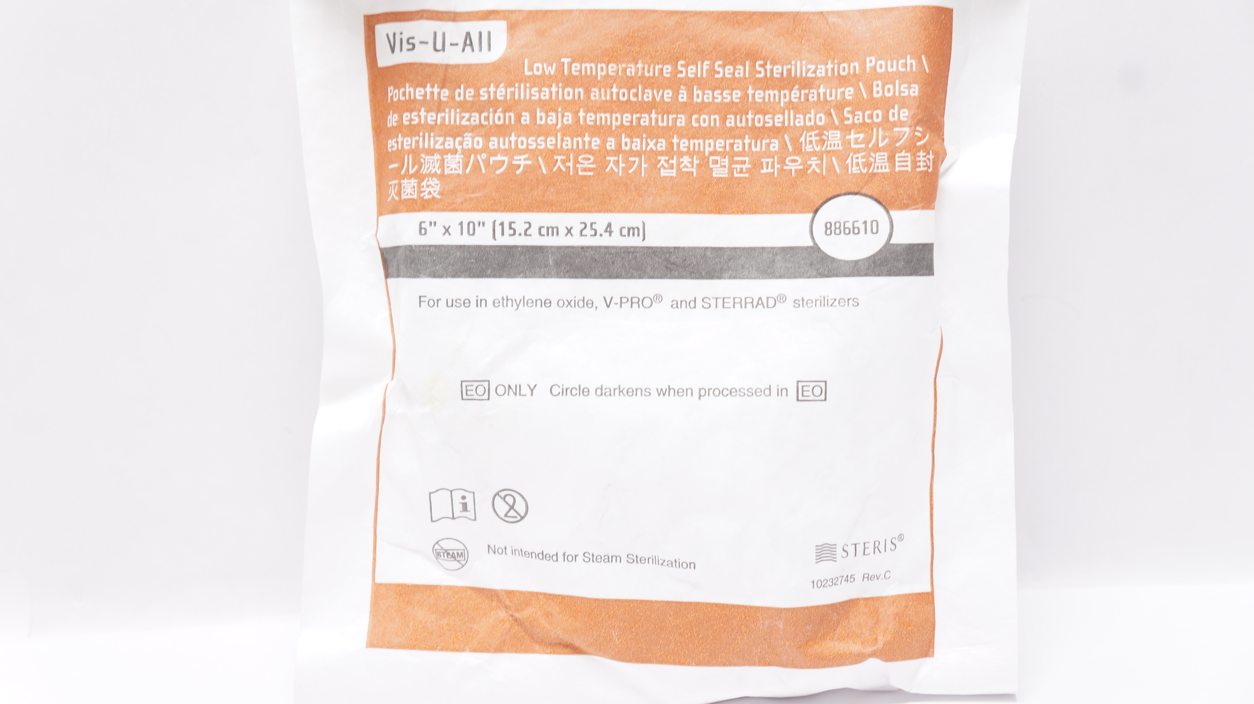 Steris 886610 Vis-U-All Low Temperature Self Seal Sterilization Pouch 6x10inch(x)