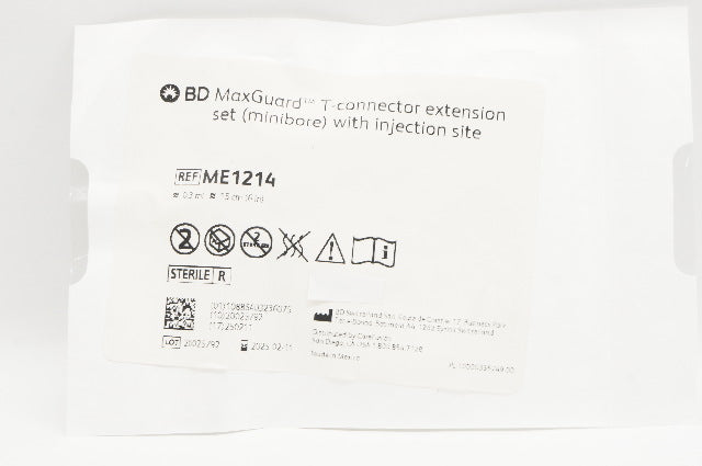 BD ME1214 MaxGuard T-Connector Extension Set w/Injection Site ≈0.3ml ≈6 inch