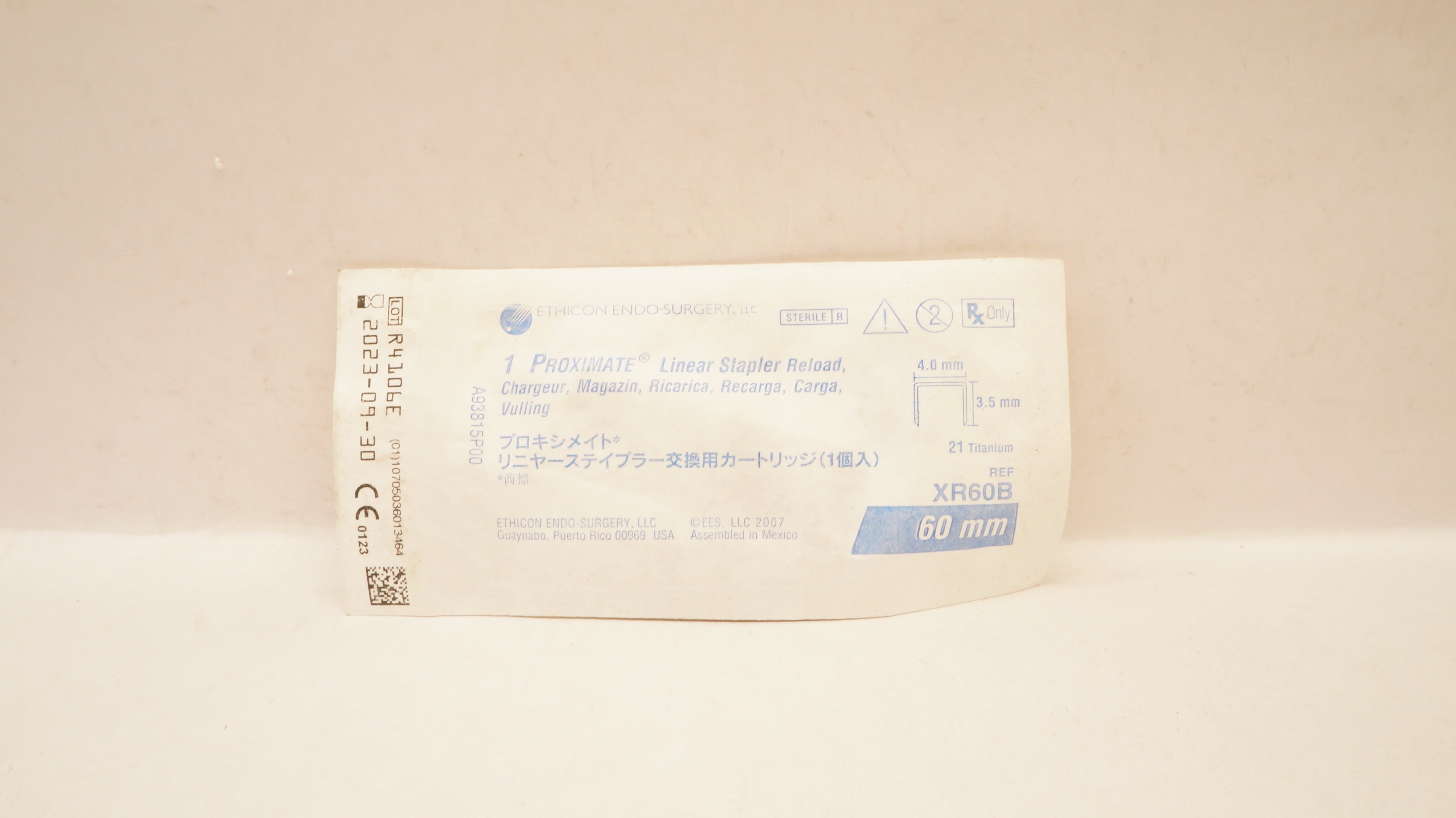 Ethicon XR60B 1Proximate Linear Stapler Reload 21 Titanium, 60mm 4.0mm x 3.5mm