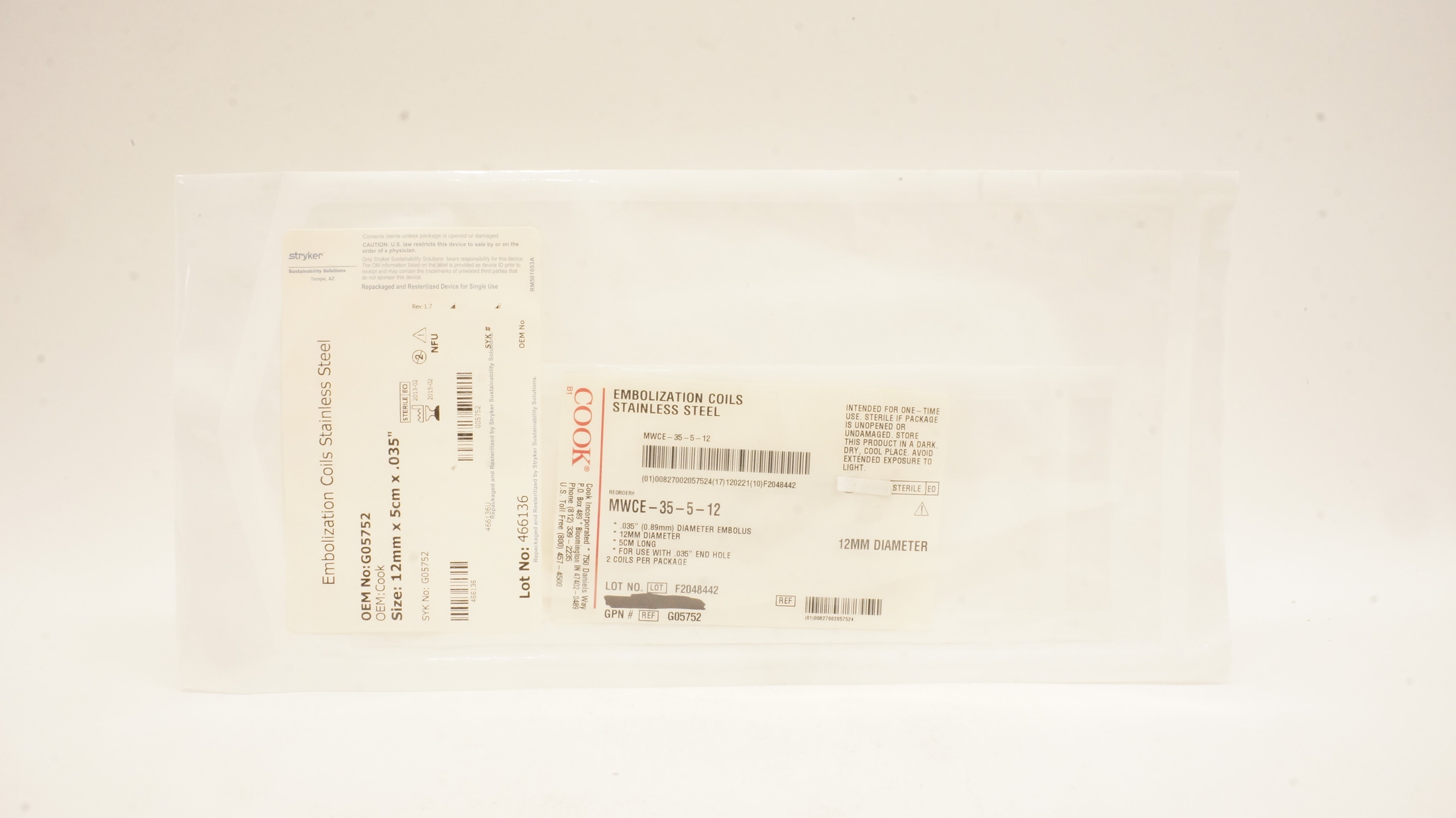 Cook Medical G05752 Embolization Coils Stainless Steel 12mm (x)