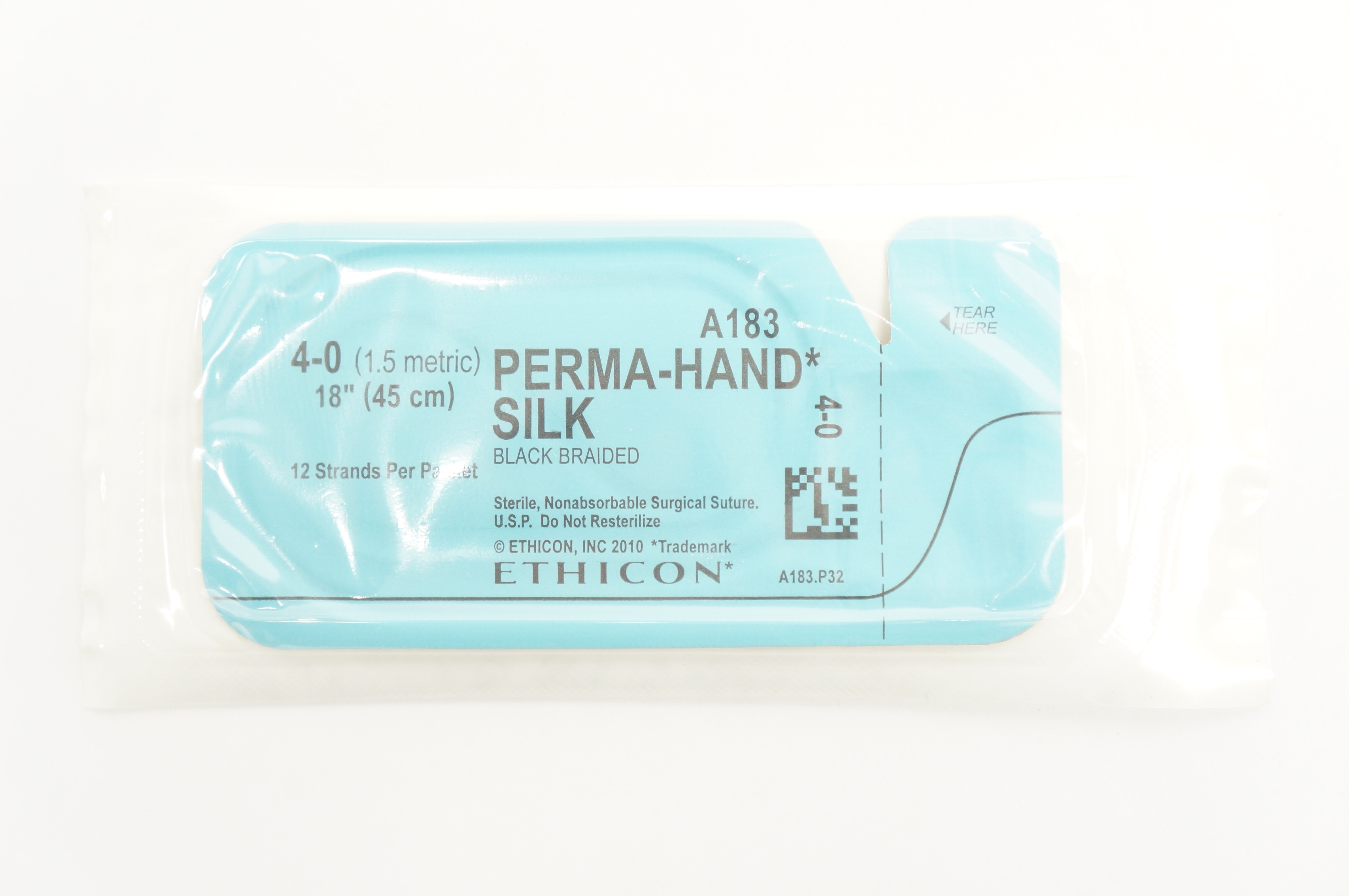 Ethicon A183 4-0 Perma-Hand Silk Black Braided 18inch