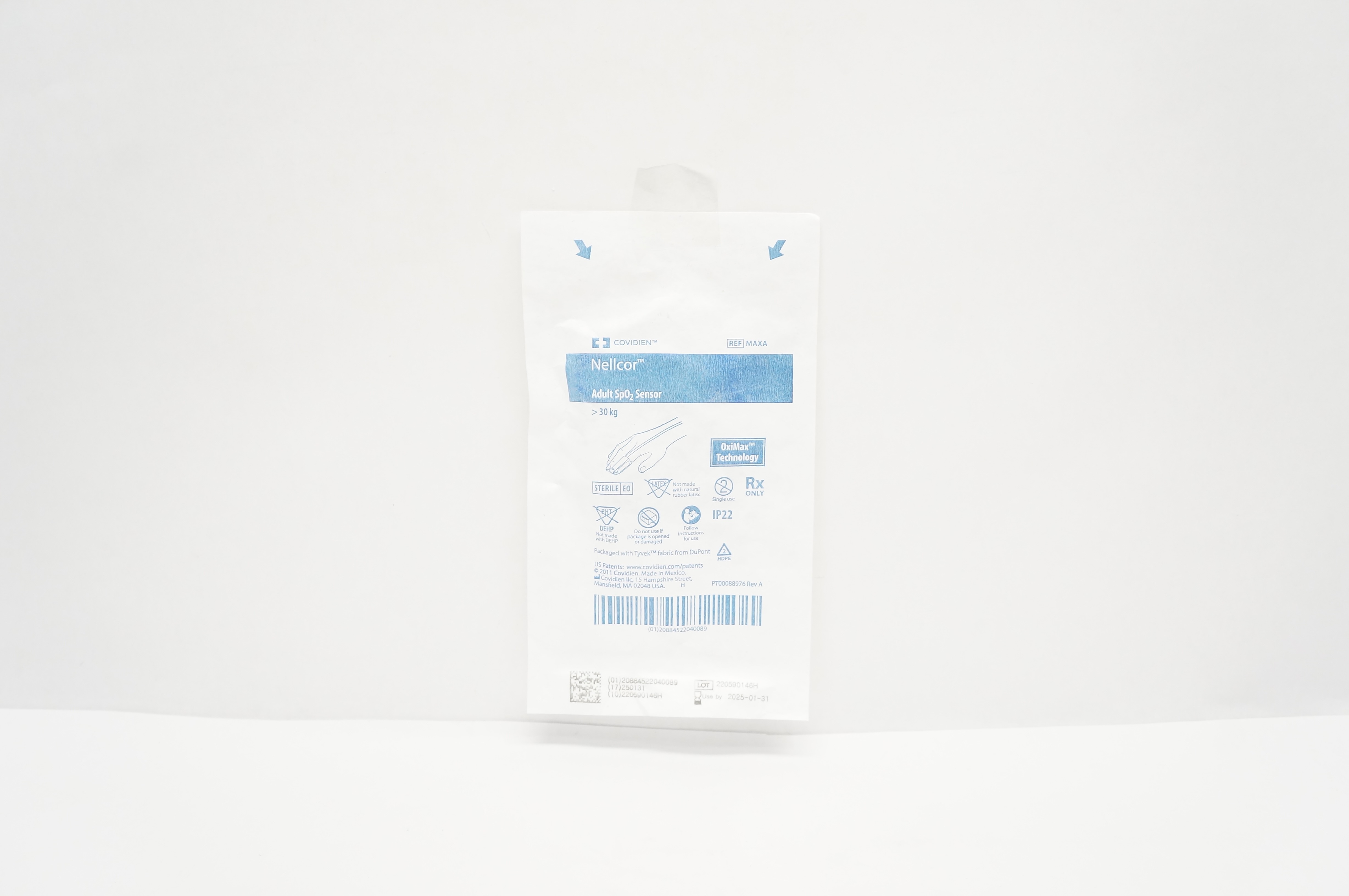 Covidien MAXA Nellcor Adult SpO2 Sensor >30kg OxiMax Technology