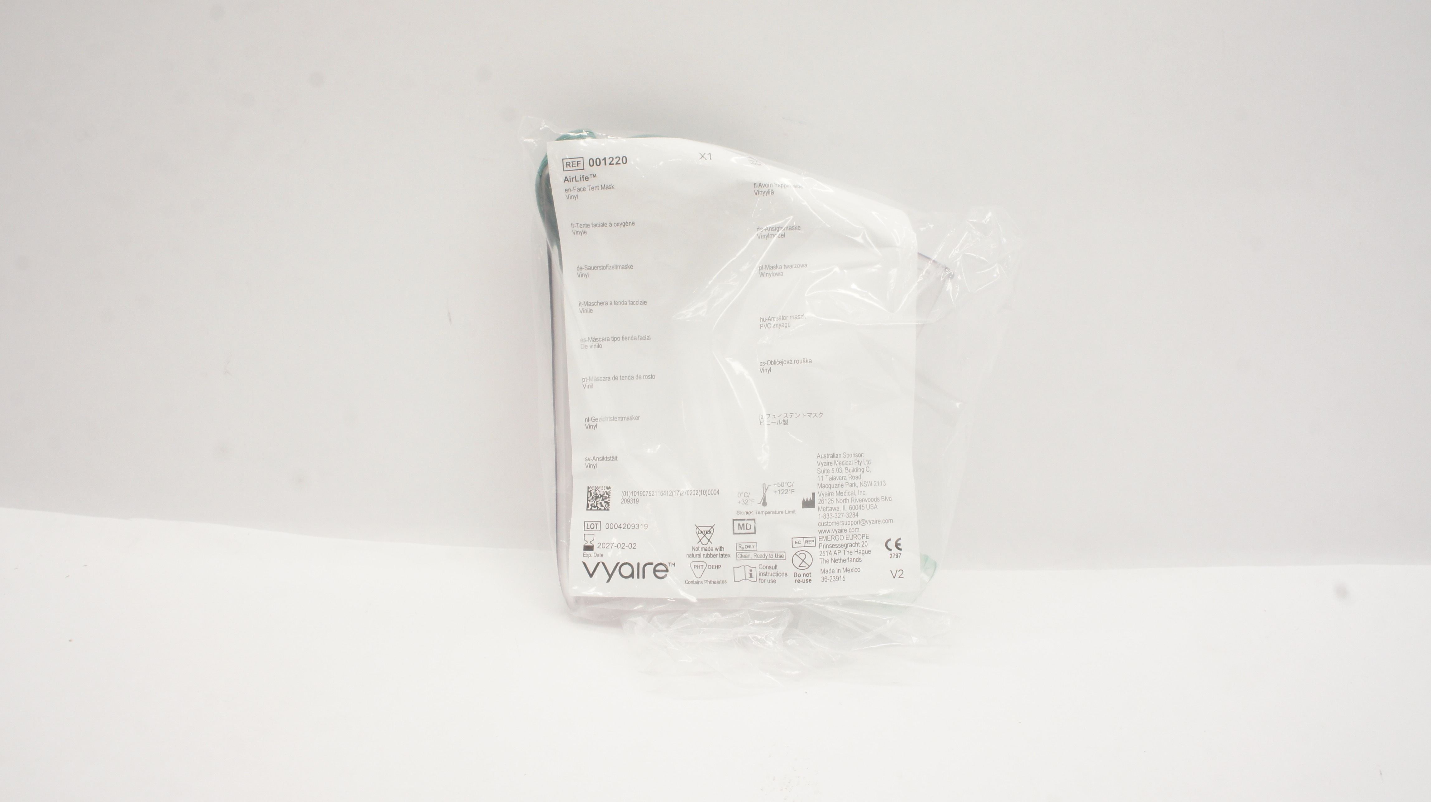 Vyaire 001220 AirLife Face Tent Mask Vinyl