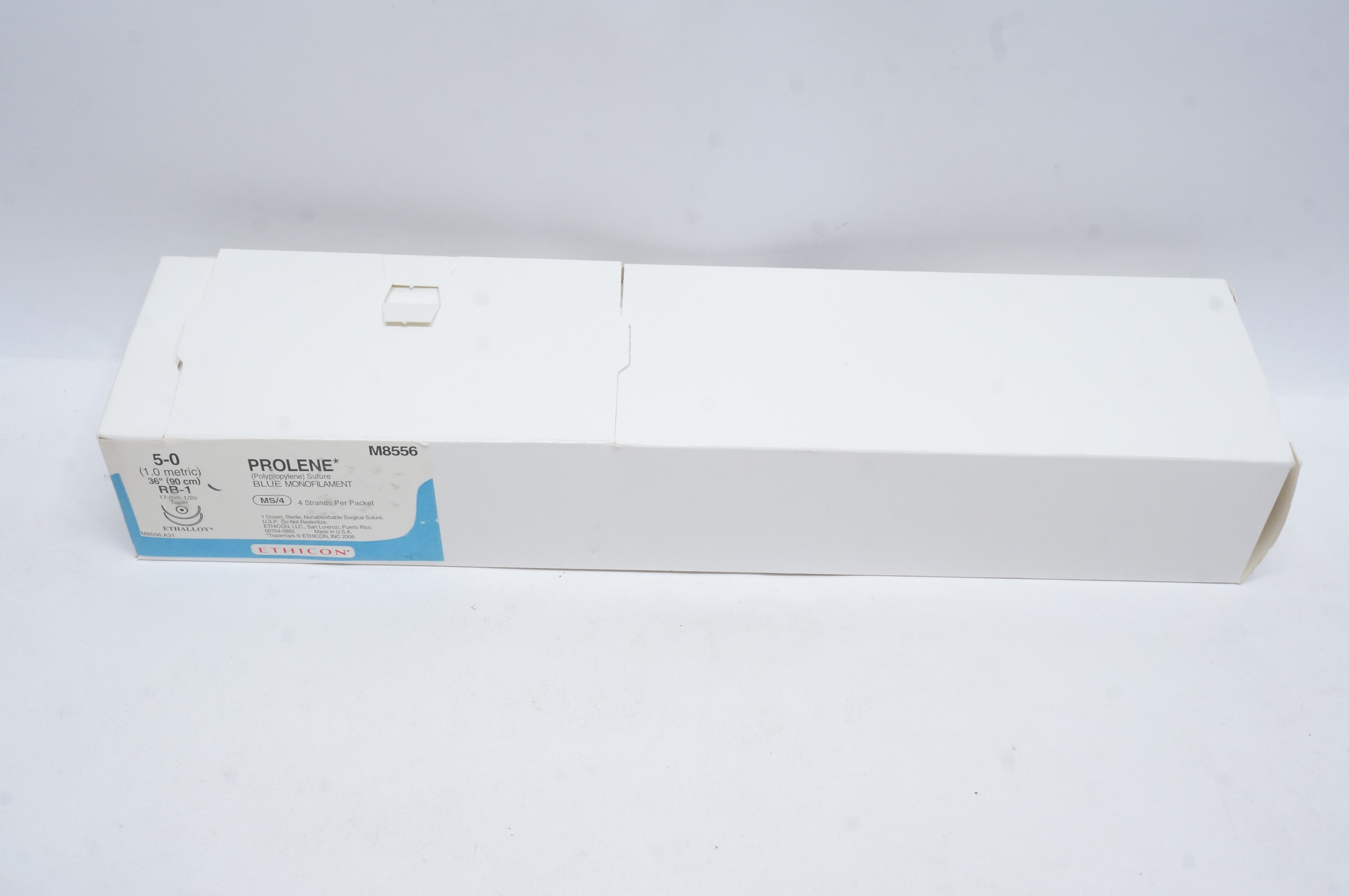 Ethicon M8556 5-0 PROLENE, RB-1, 17mm 1/2c Taper, 36inch (x) - Box of 12