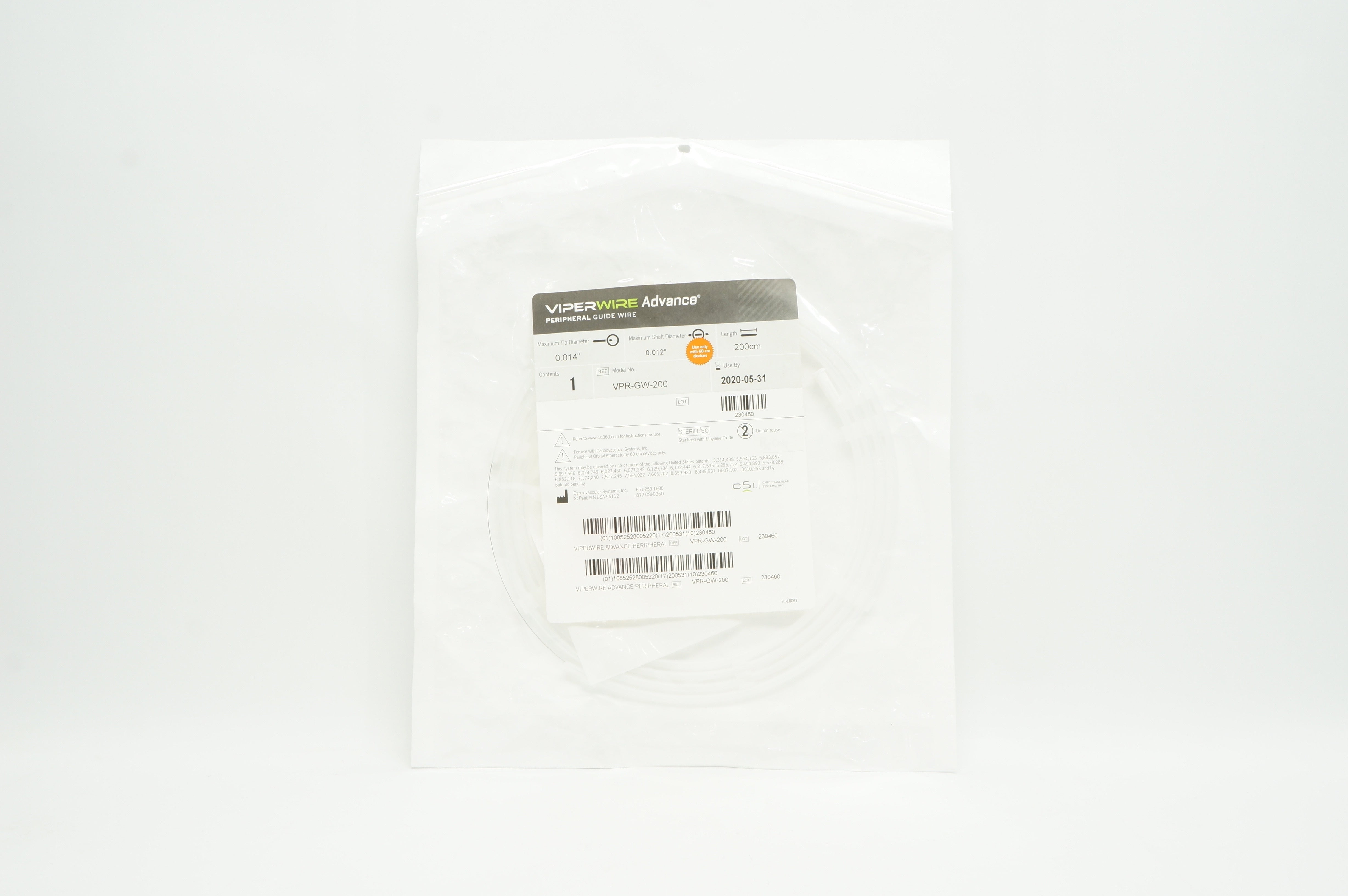 CSI VPR-GW-200 ViperWire Advance Peripheral Guide Wire 0.012in x 200cm (x)