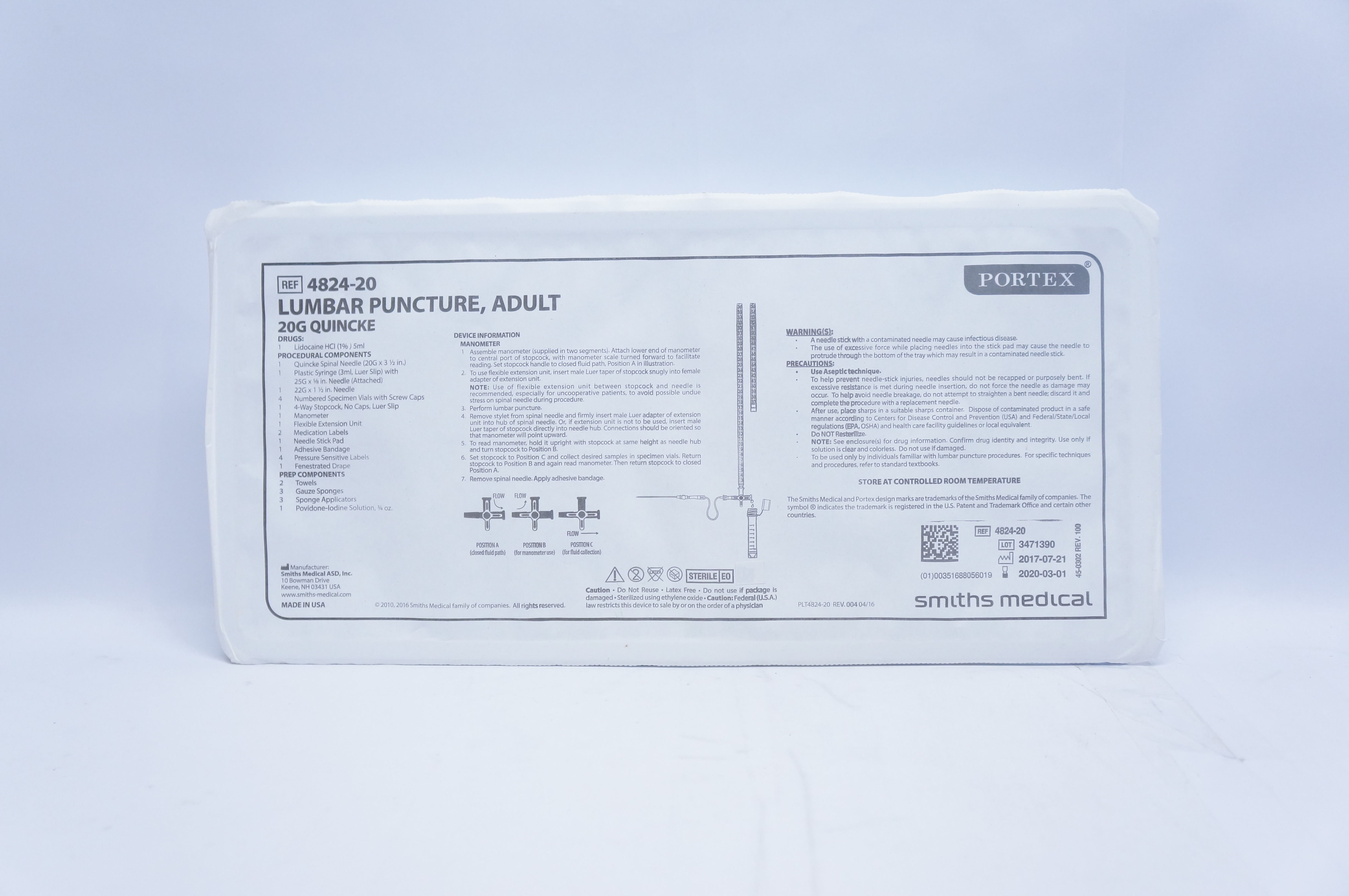 Smiths Medical 4824-20 Portex Lumbar Puncture, Adult 20G Quincke (x)