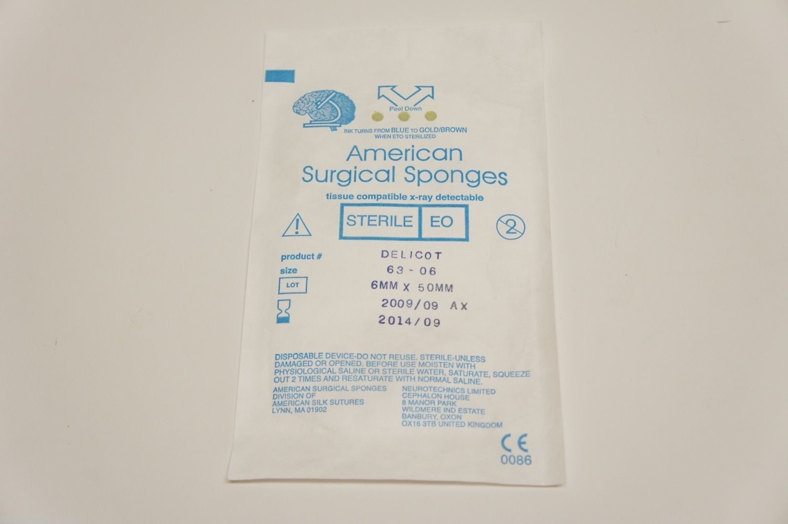 63-06 ~ American Surgical Sponges Tissue Comp X-Ray 6mm x 50mm (x) ~ Lot of 8