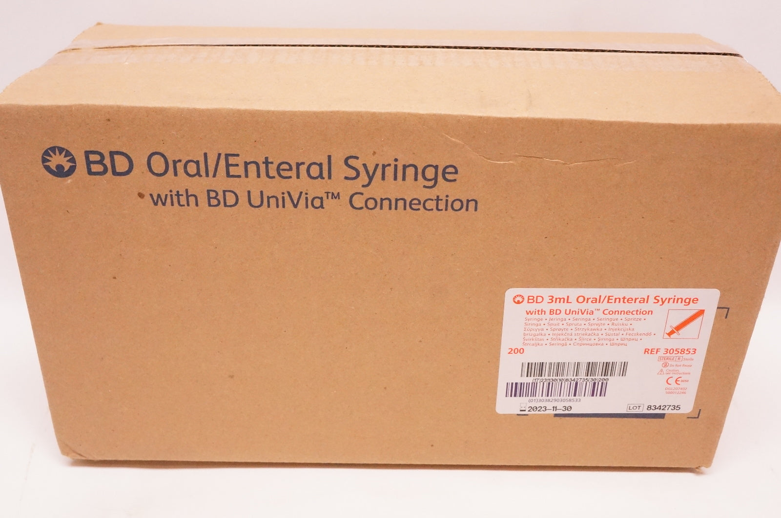 BD 305853 Oral/Enteral Syringe 3mL - Box of 200