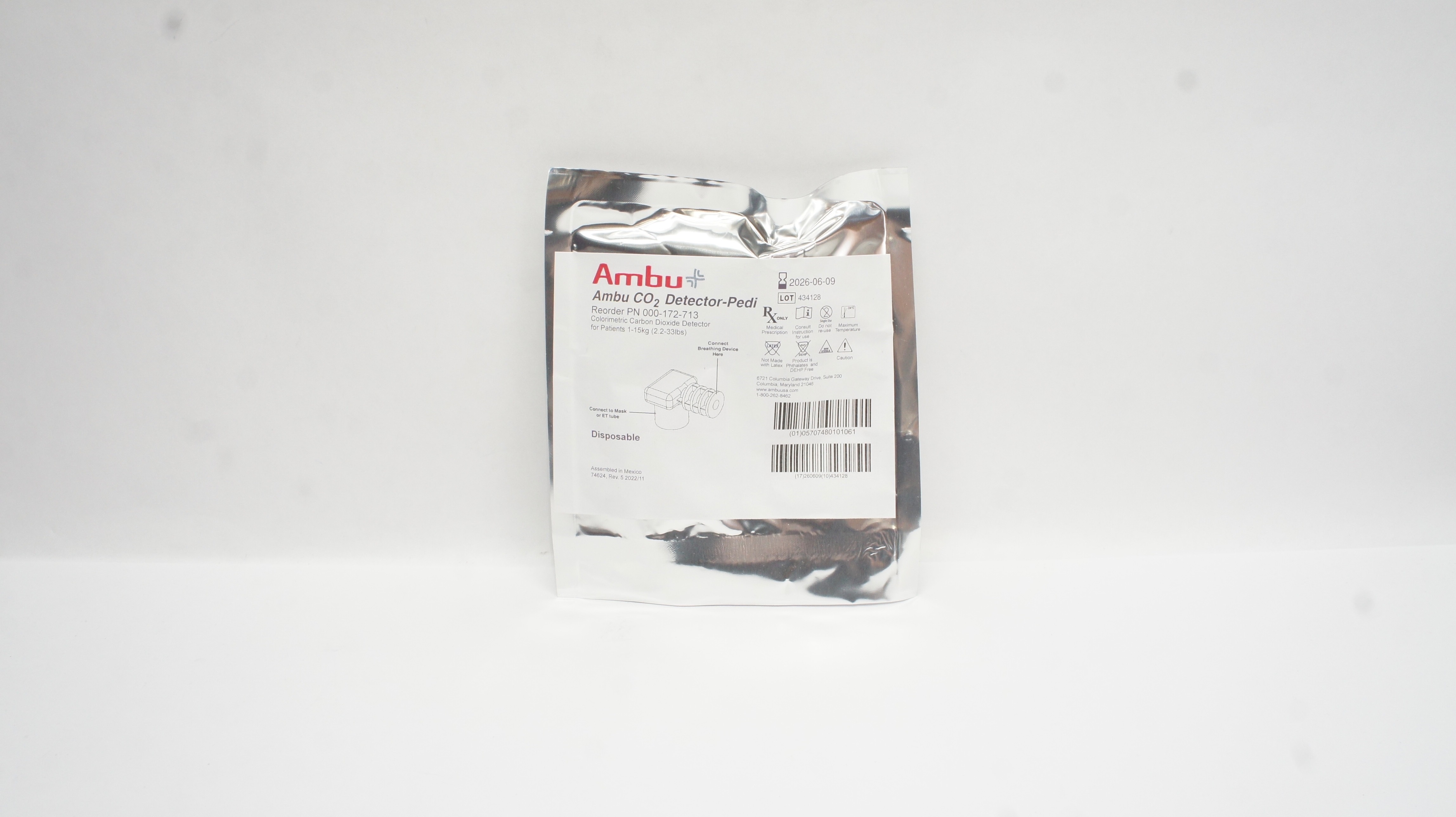 AMBU PN 000-172-713 CO2 Detector-Pedi Colorimetric Detector 2.2-33lbs