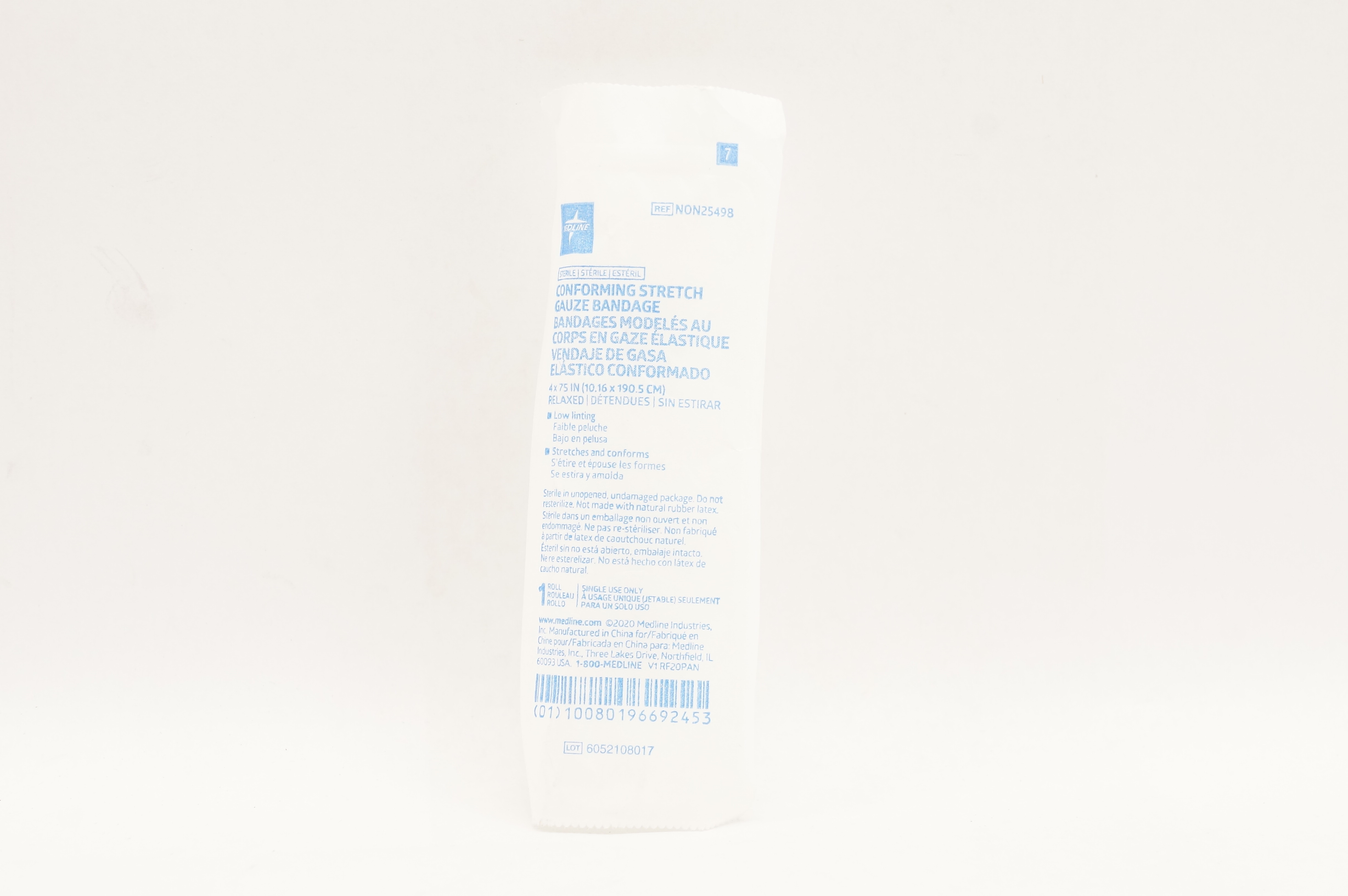 Medline NON25498 Conforming Stretch Gauze Bandage 4inch x 75inch Relaxed